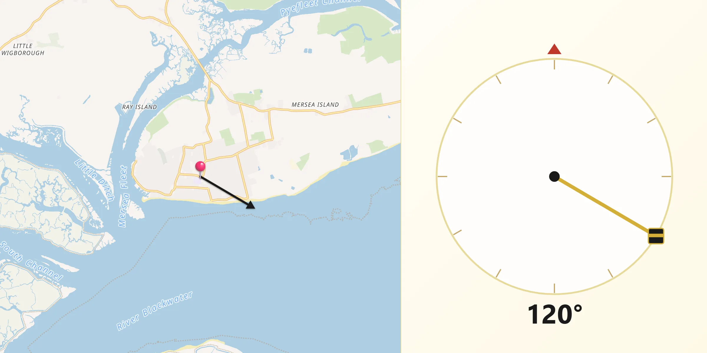 Qibla Direction from West Mersea