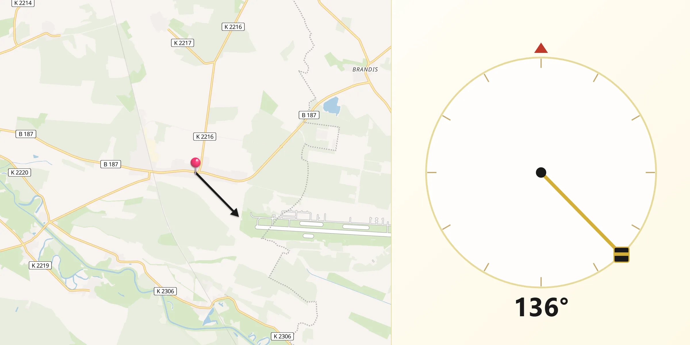 Qibla-Richtung von Holzdorf