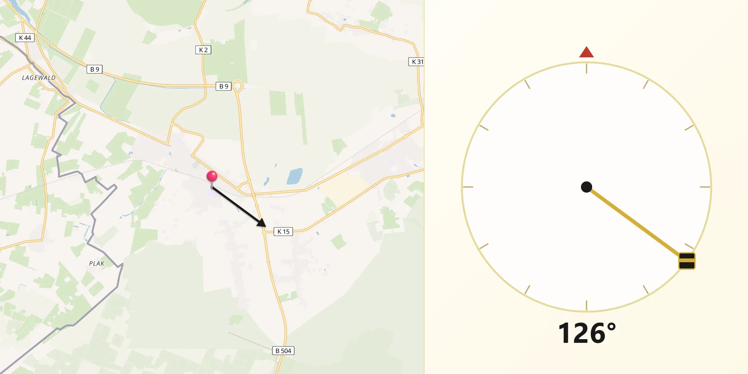 Qibla-Richtung von Kranenburg