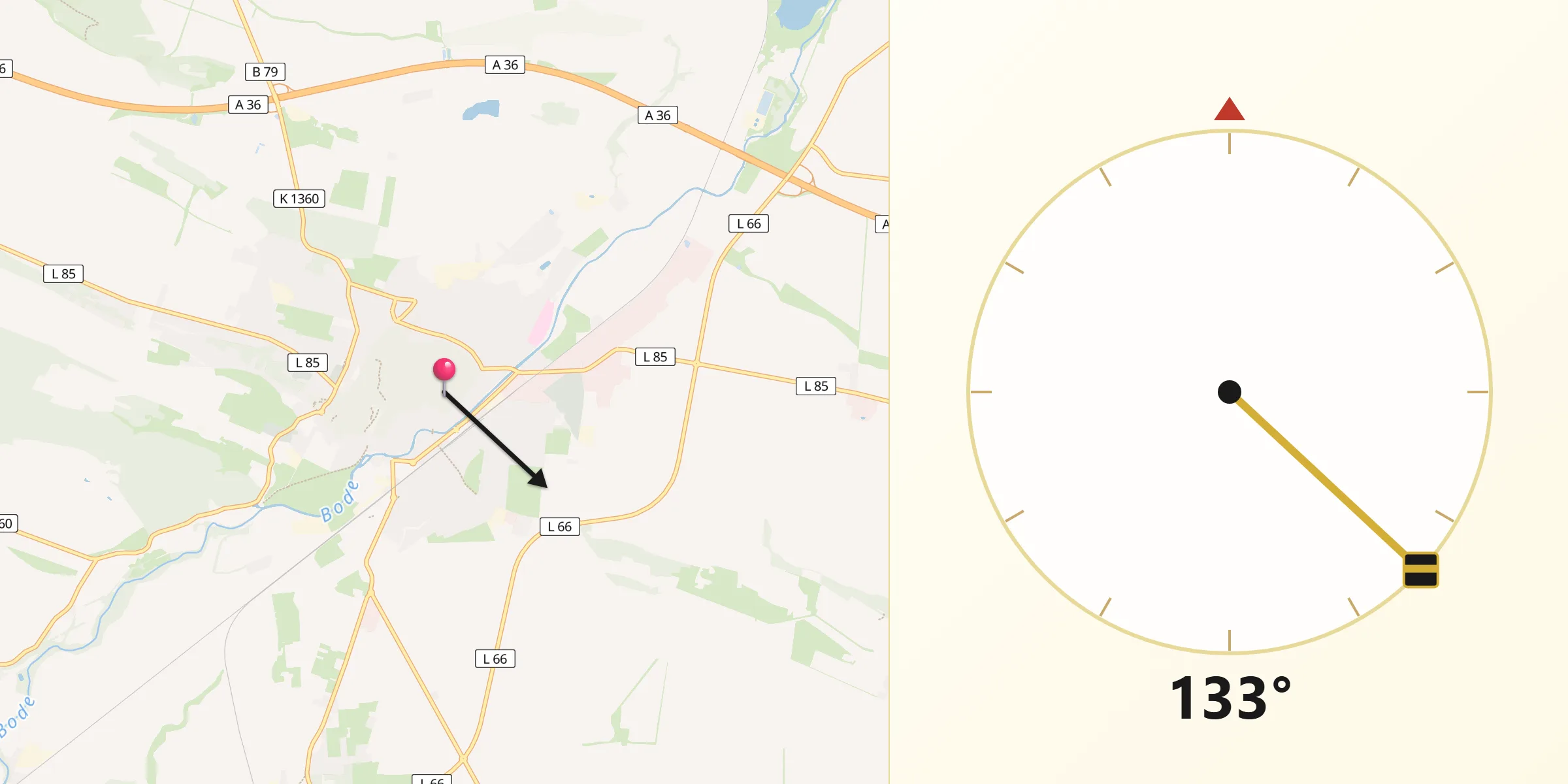 Qibla-Richtung von Quedlinburg