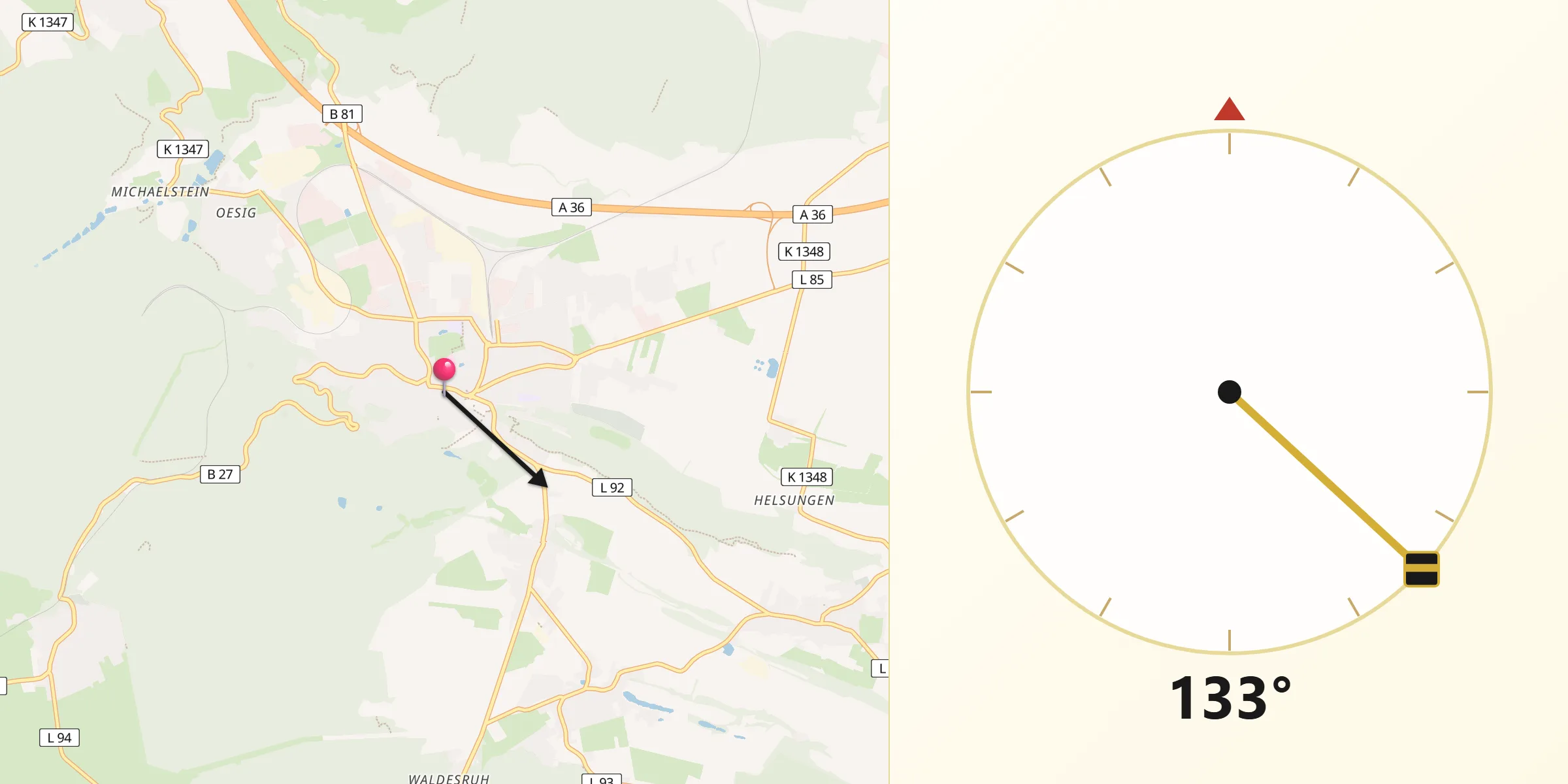 Qibla-Richtung von Blankenburg