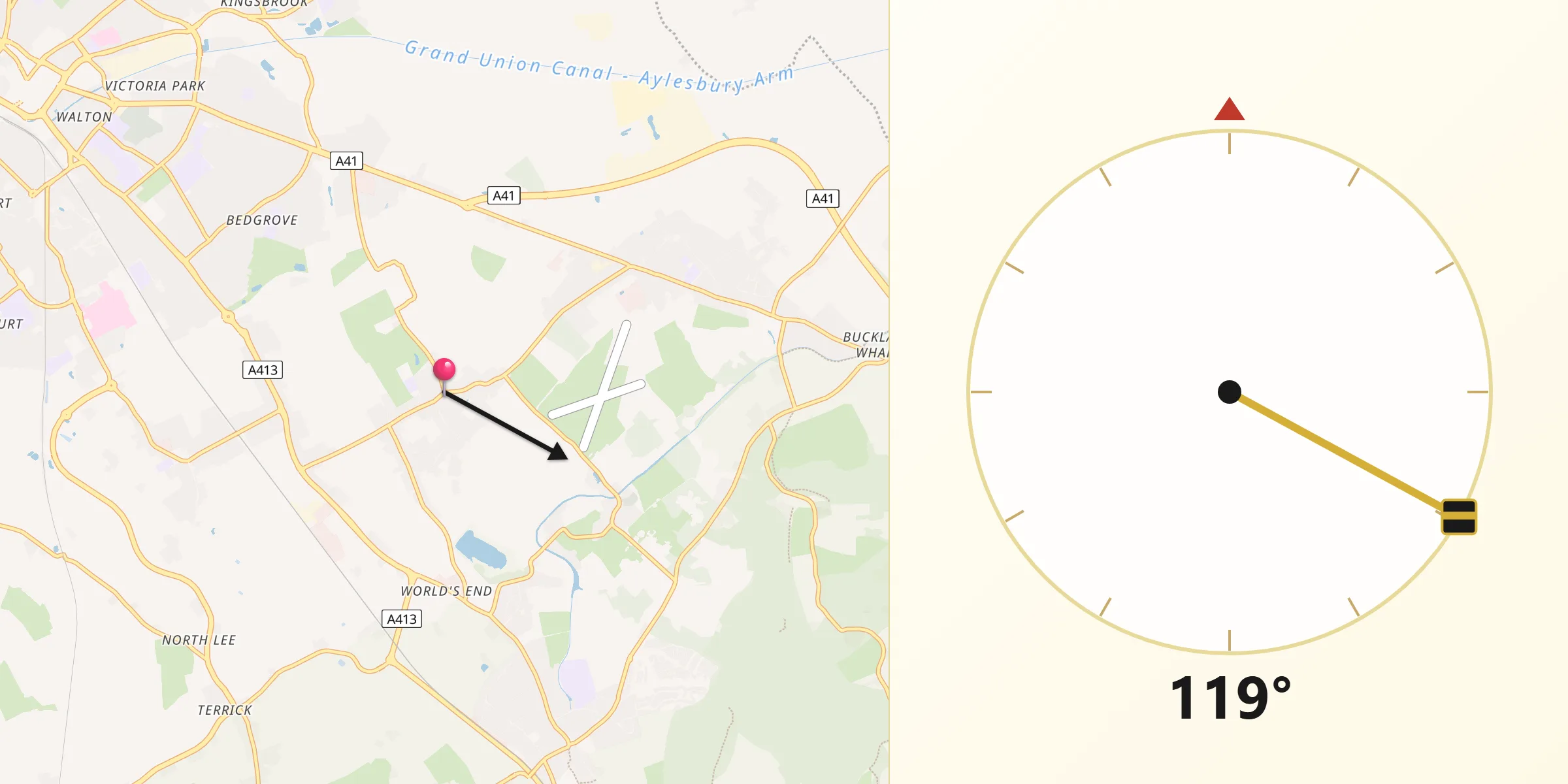 Qibla Direction from Weston Turville