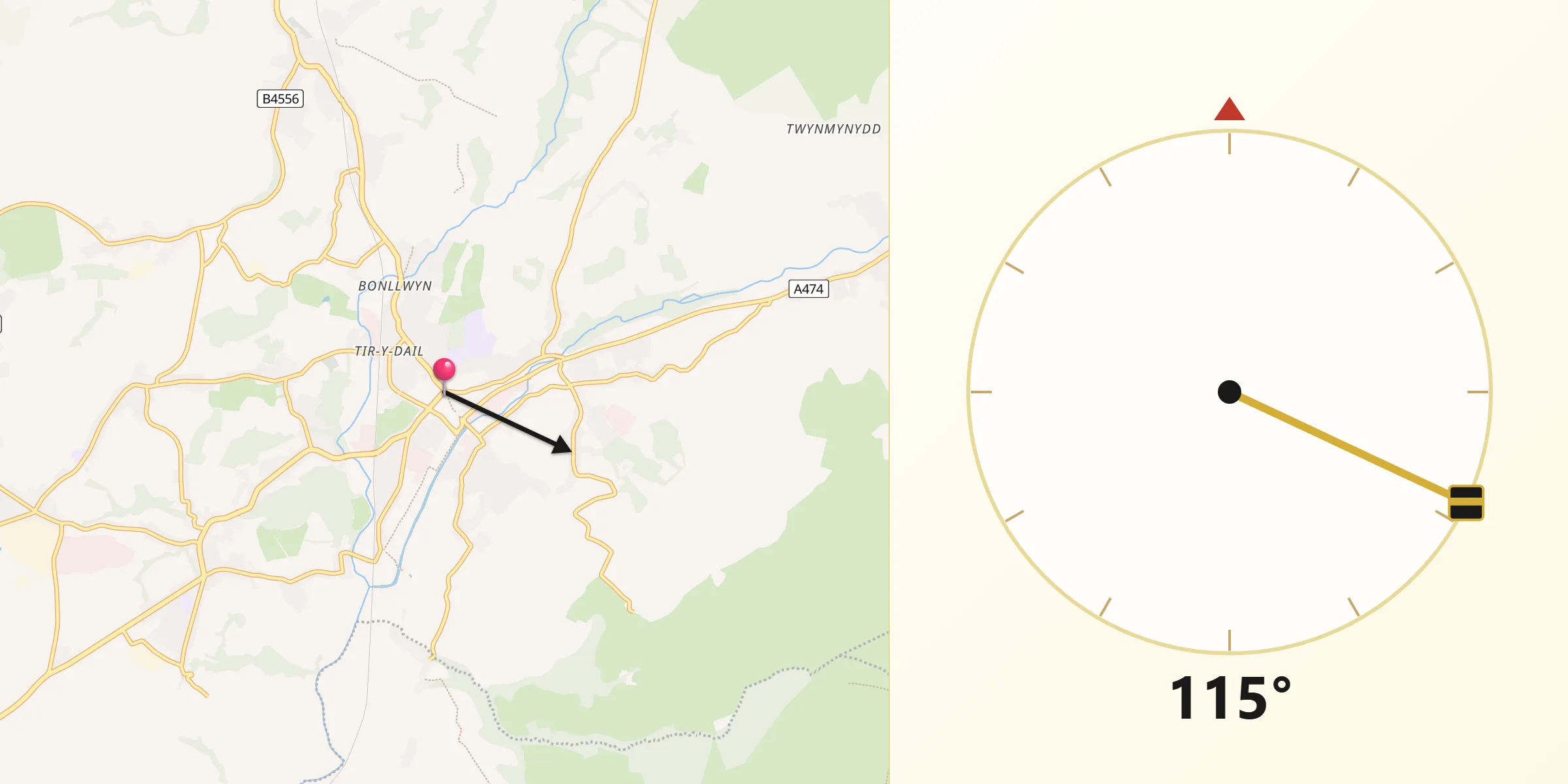 Qibla Direction from Ammanford