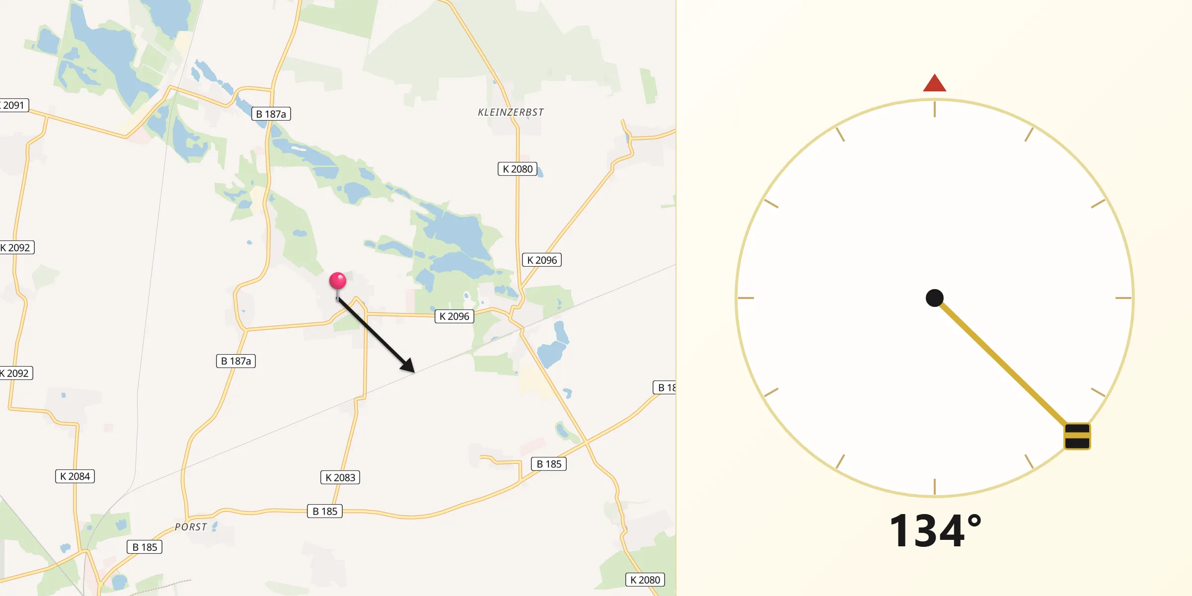 Qibla-Richtung von Osternienburg