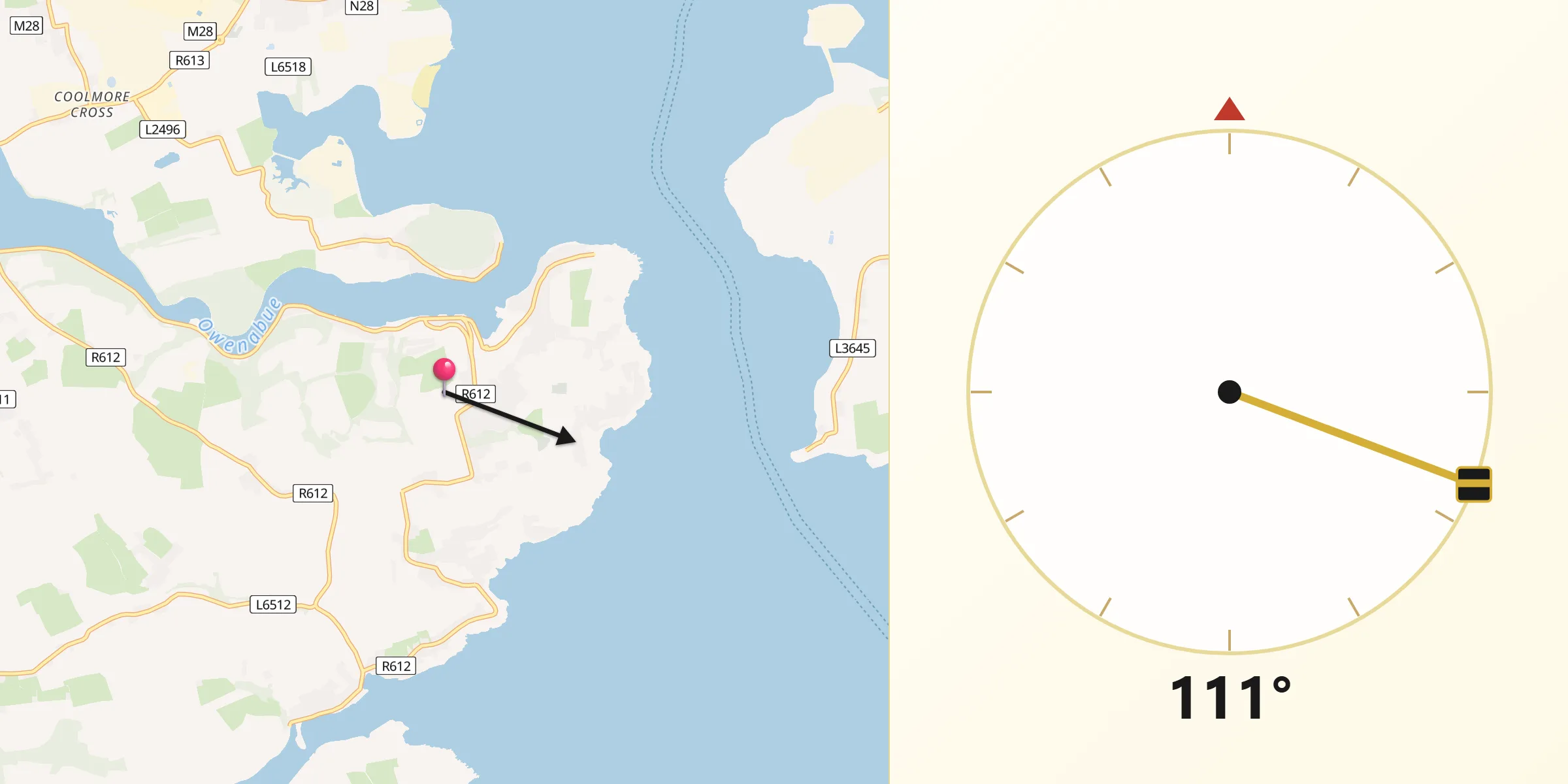 Qibla Direction from Crosshaven