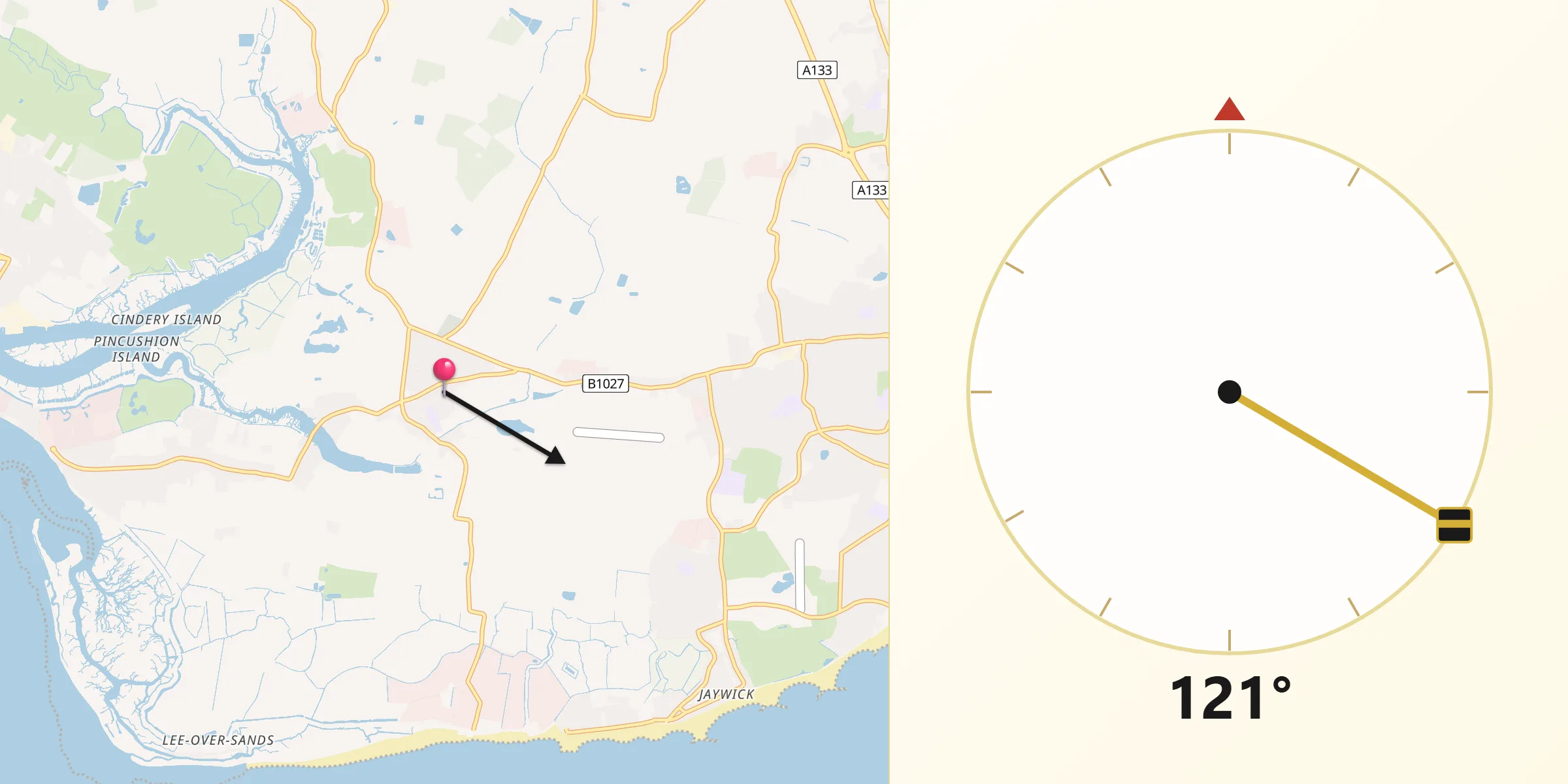 Qibla Direction from Saint Osyth