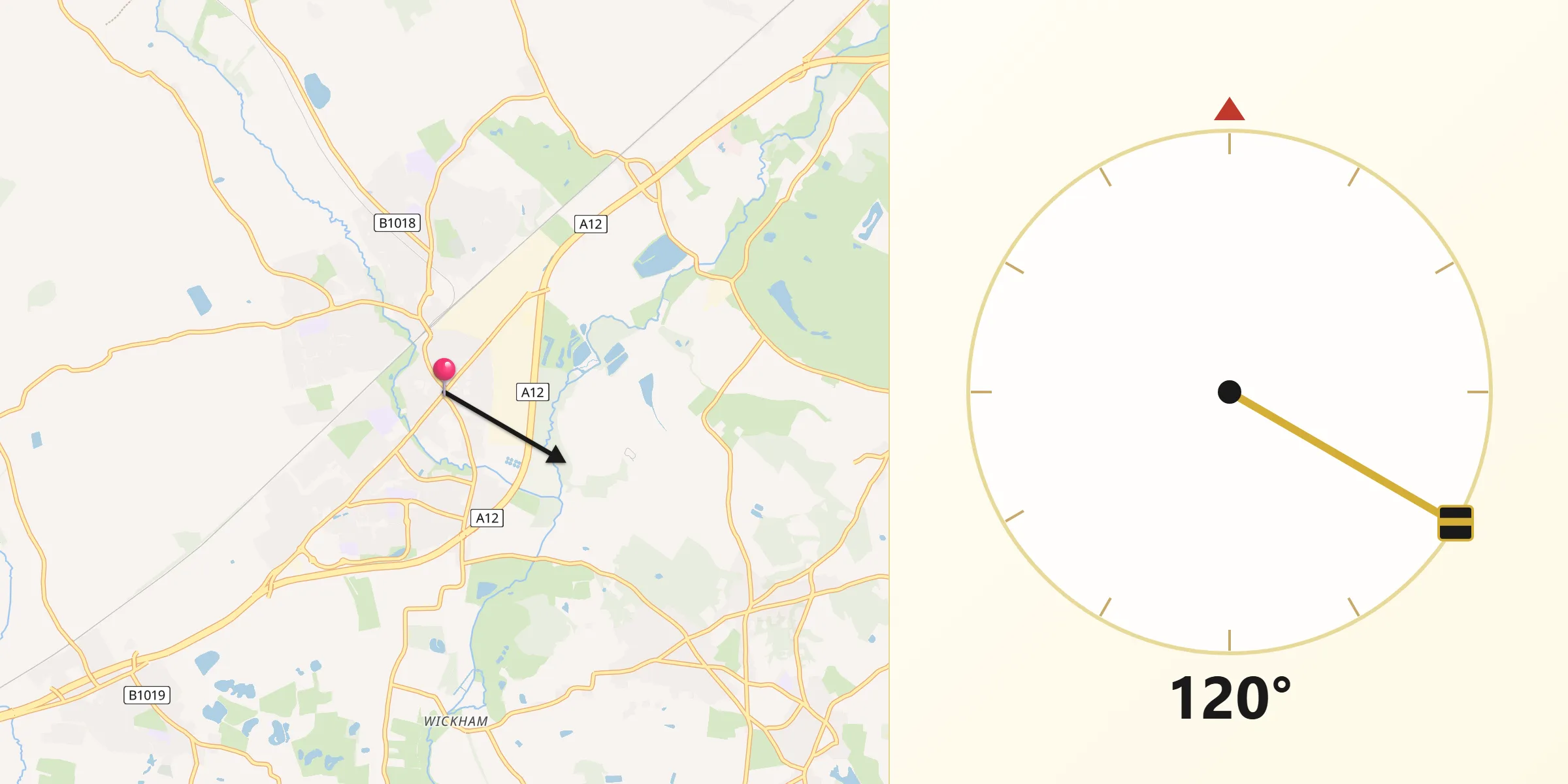 Qibla Direction from Witham