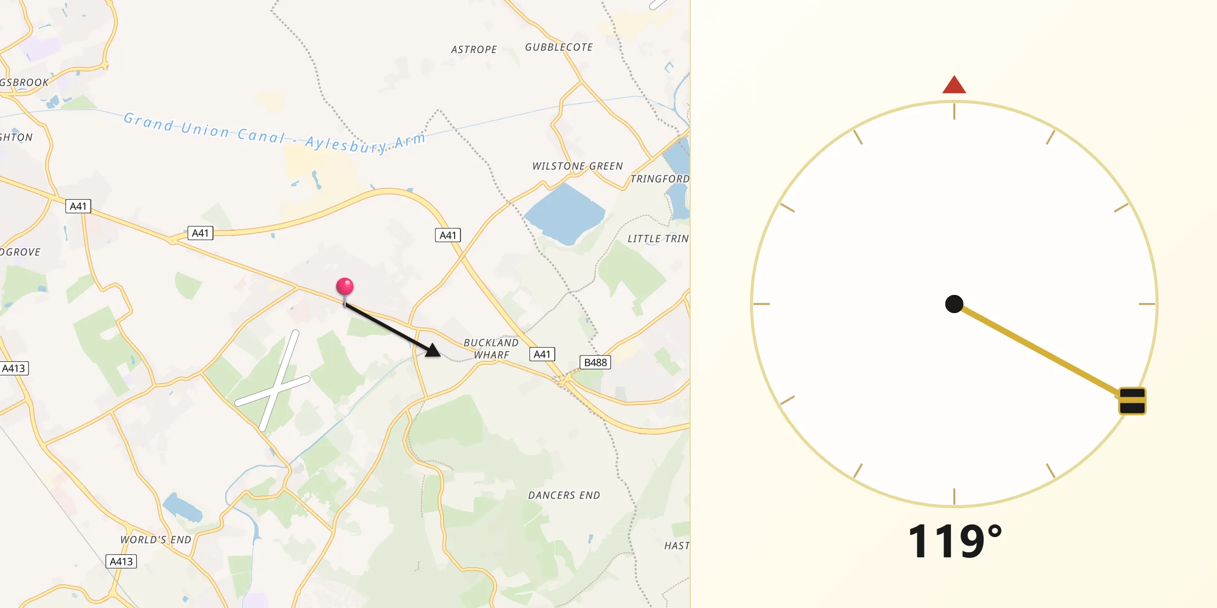Qibla Direction from Aston Clinton
