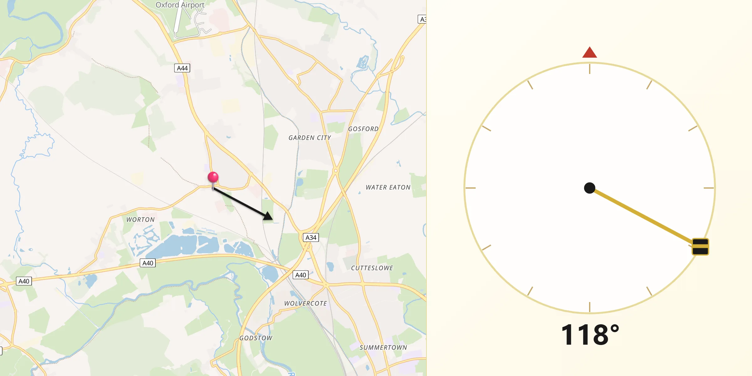 Qibla Direction from Yarnton