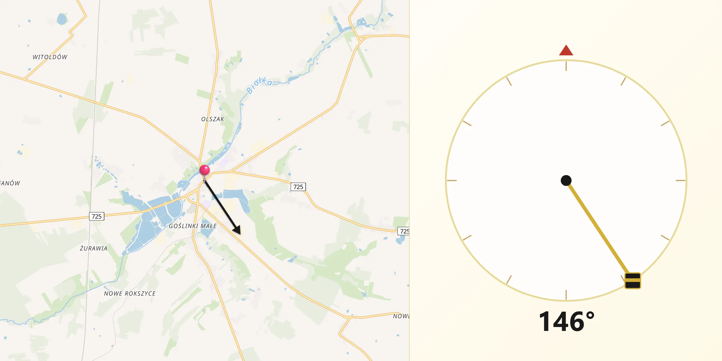 Kierunek Qibla z Biała Rawska