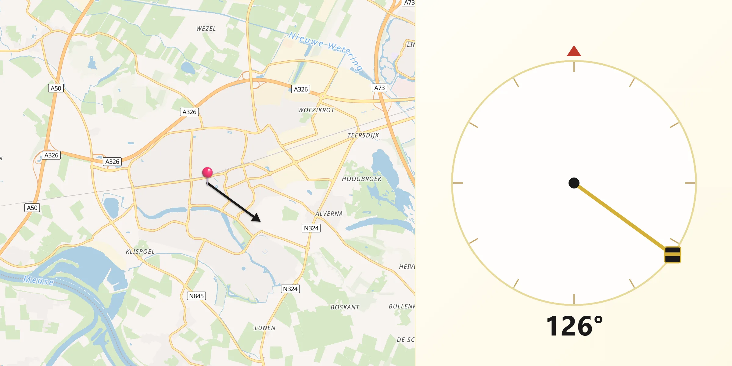 Qibla Richting vanaf Wijchen