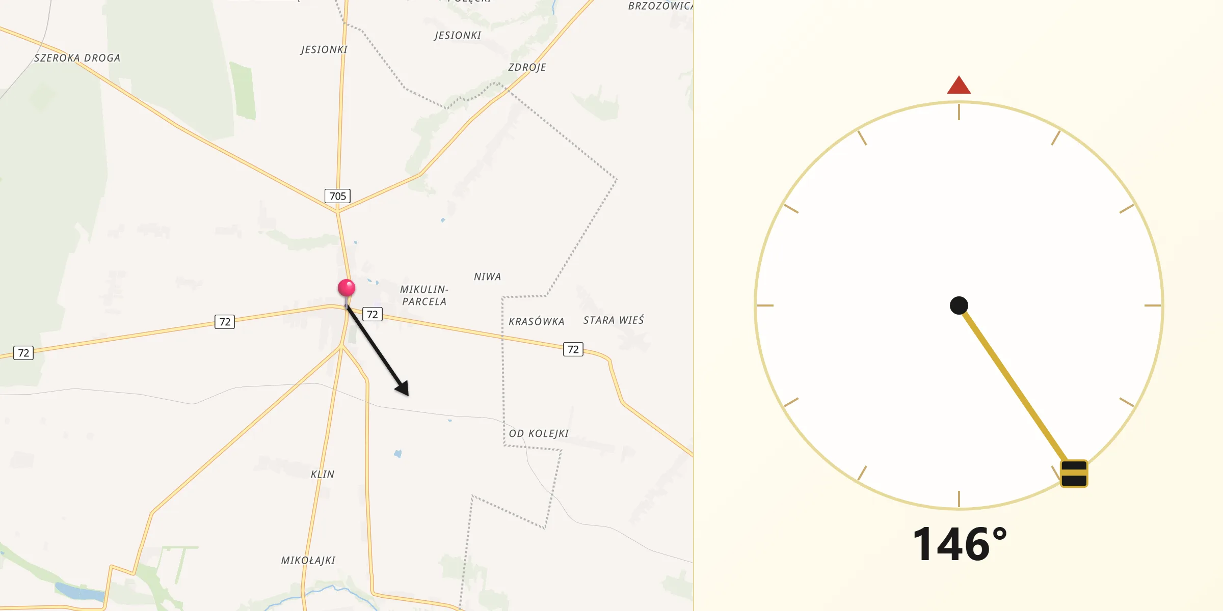 Kierunek Qibla z Jeżów
