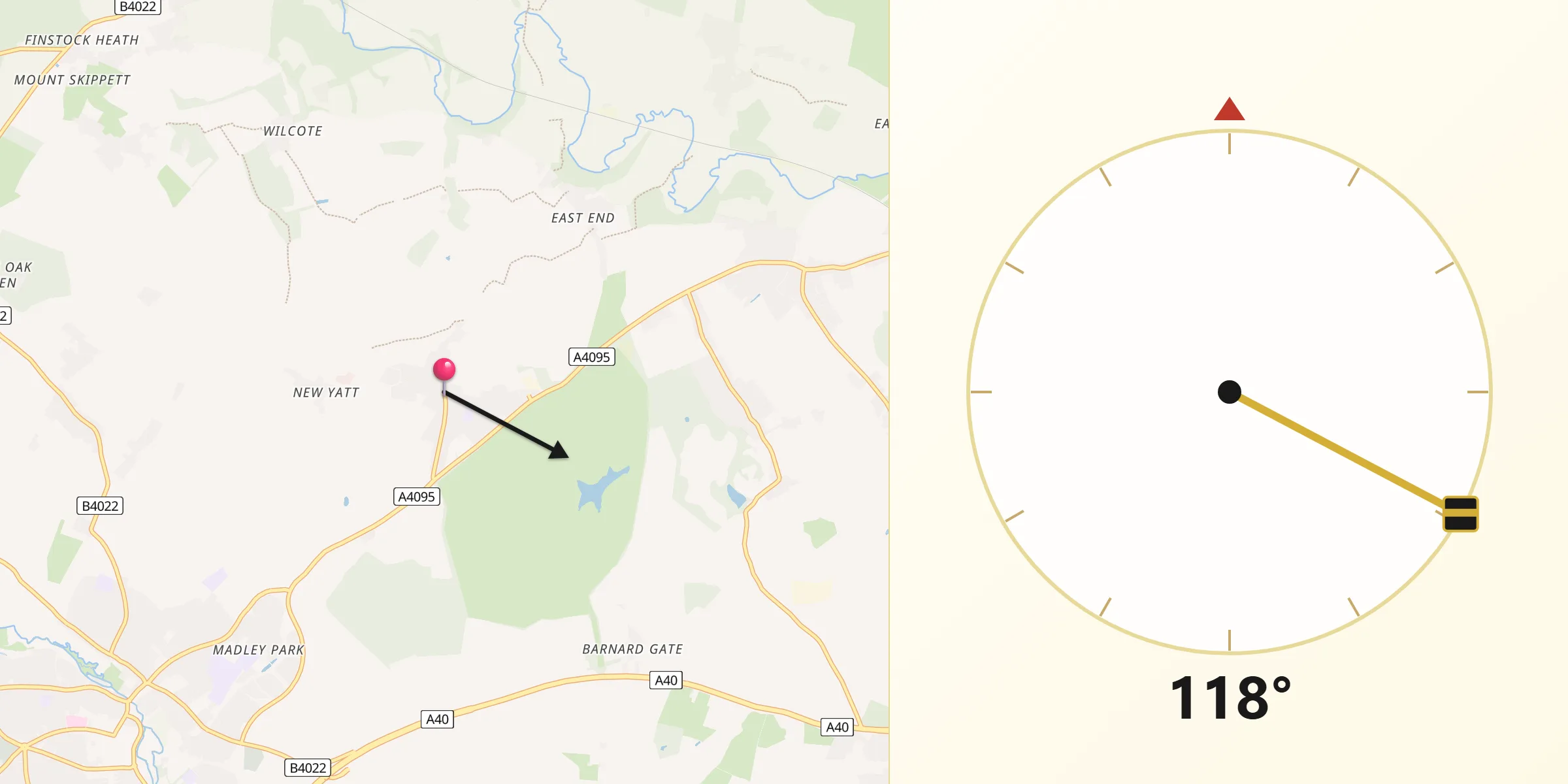 Qibla Direction from North Leigh