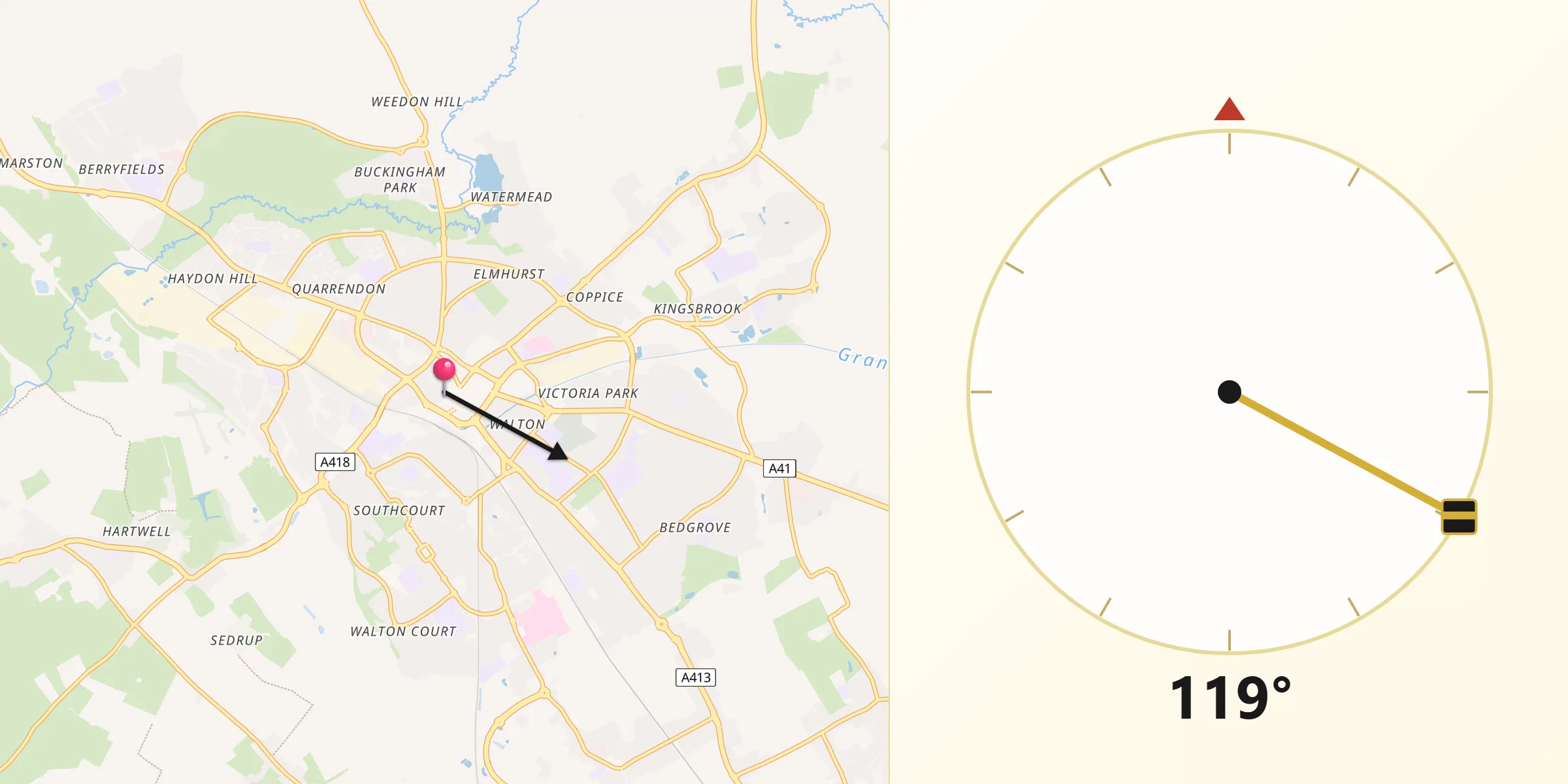 Qibla Direction from Aylesbury