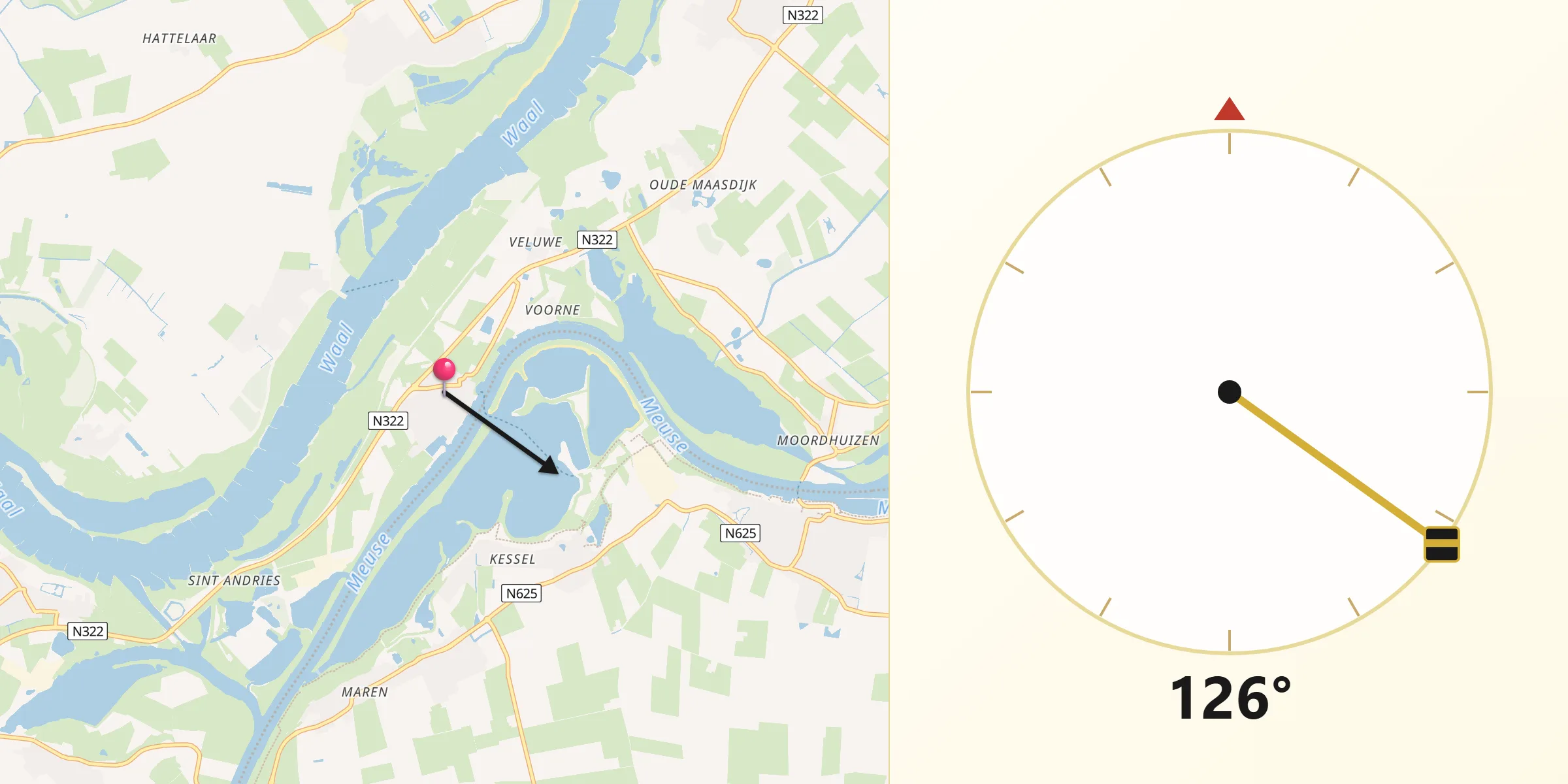 Qibla Richting vanaf Heerewaarden