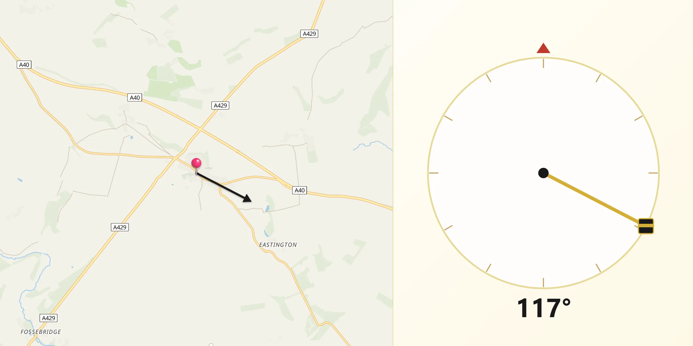Qibla Direction from Northleach