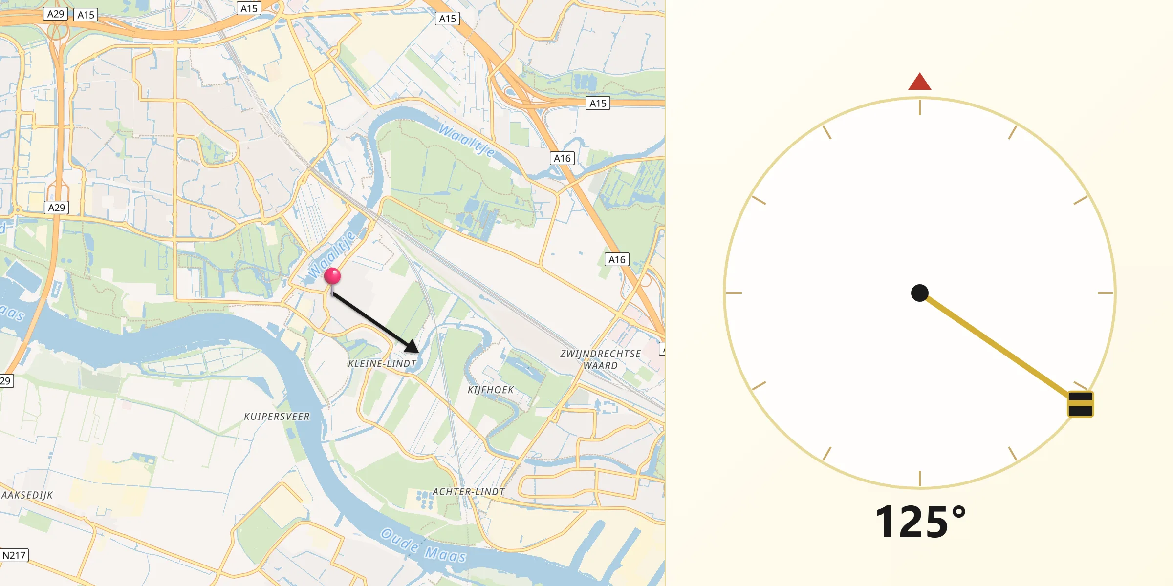 Qibla Richting vanaf Heerjansdam