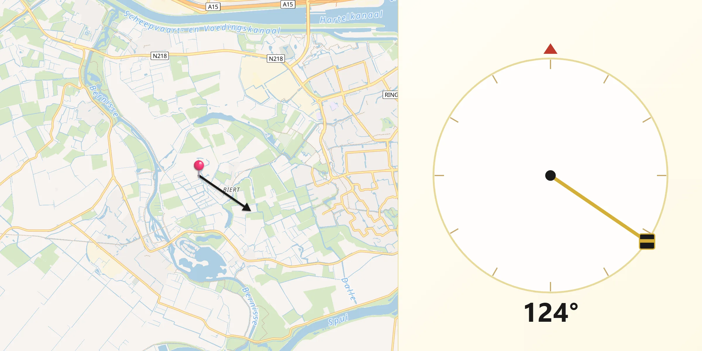 Qibla Richting vanaf Nissewaard