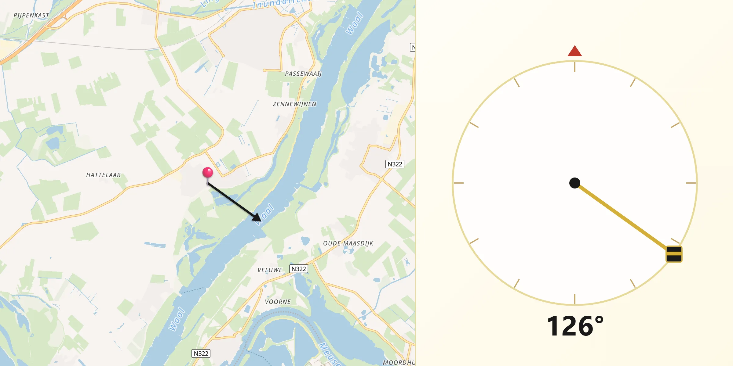 Qibla Richting vanaf Ophemert