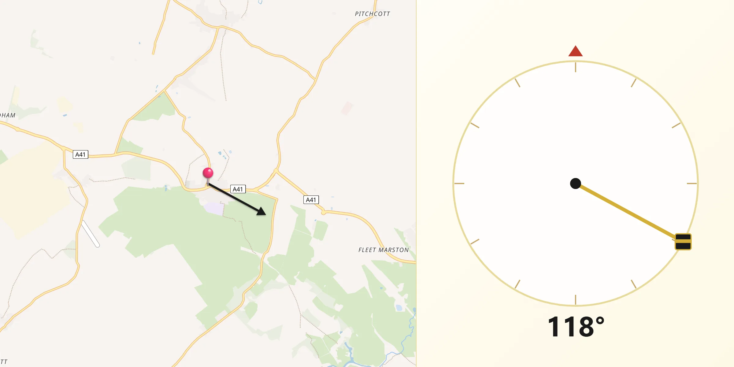 Qibla Direction from Waddesdon