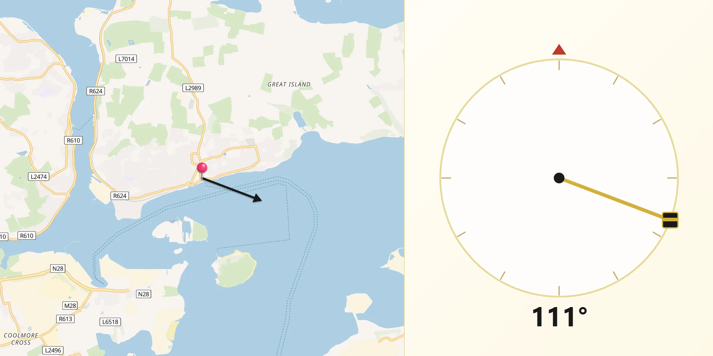 Qibla Direction from Cobh
