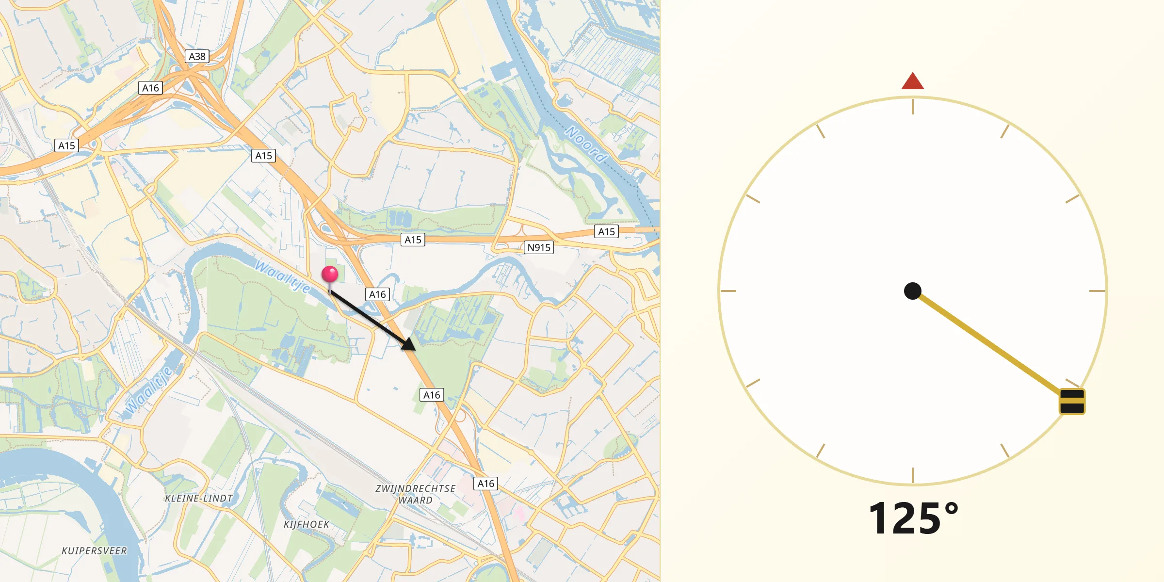 Qibla Richting vanaf Rijsoord