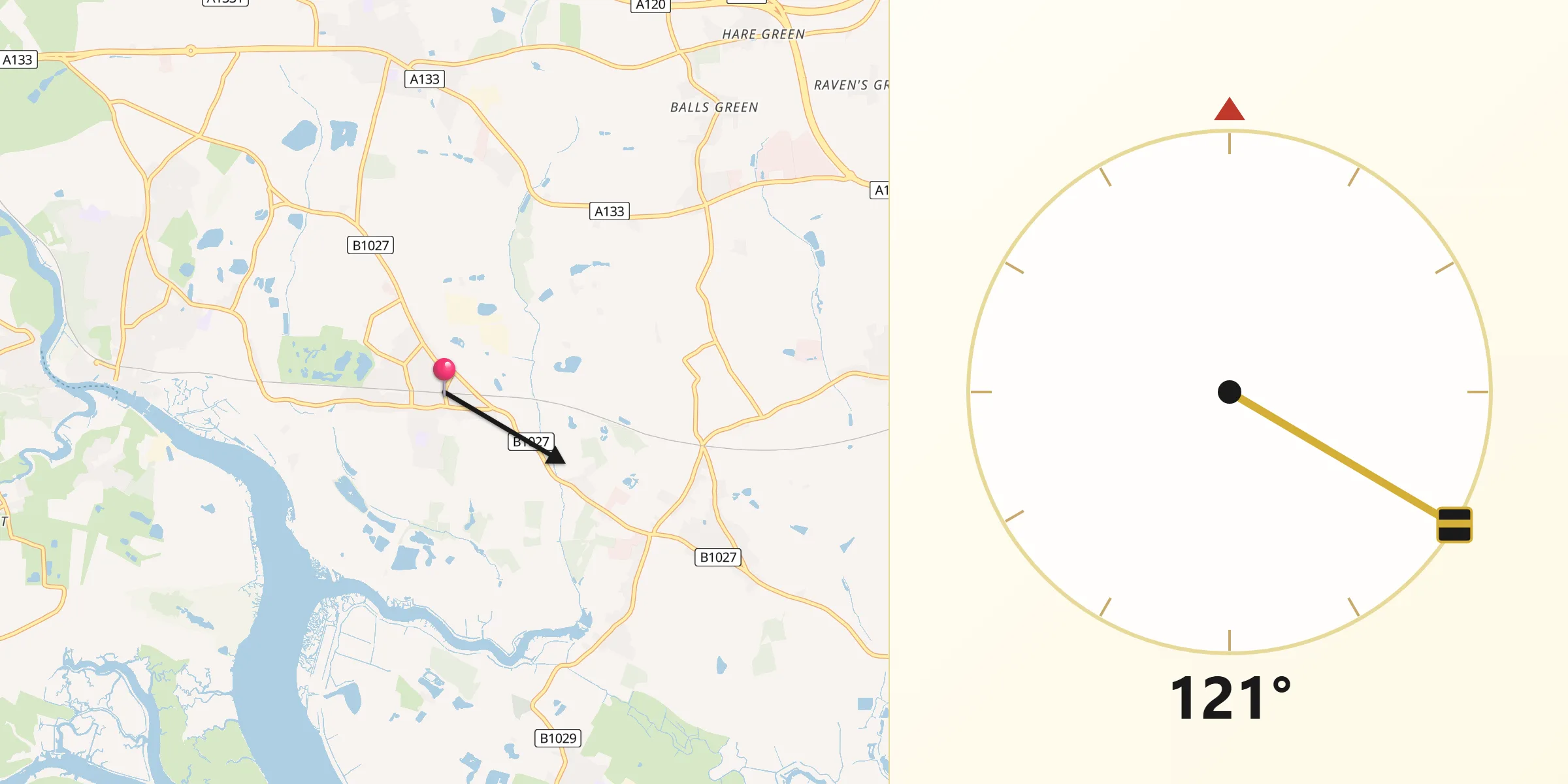 Qibla Direction from Alresford