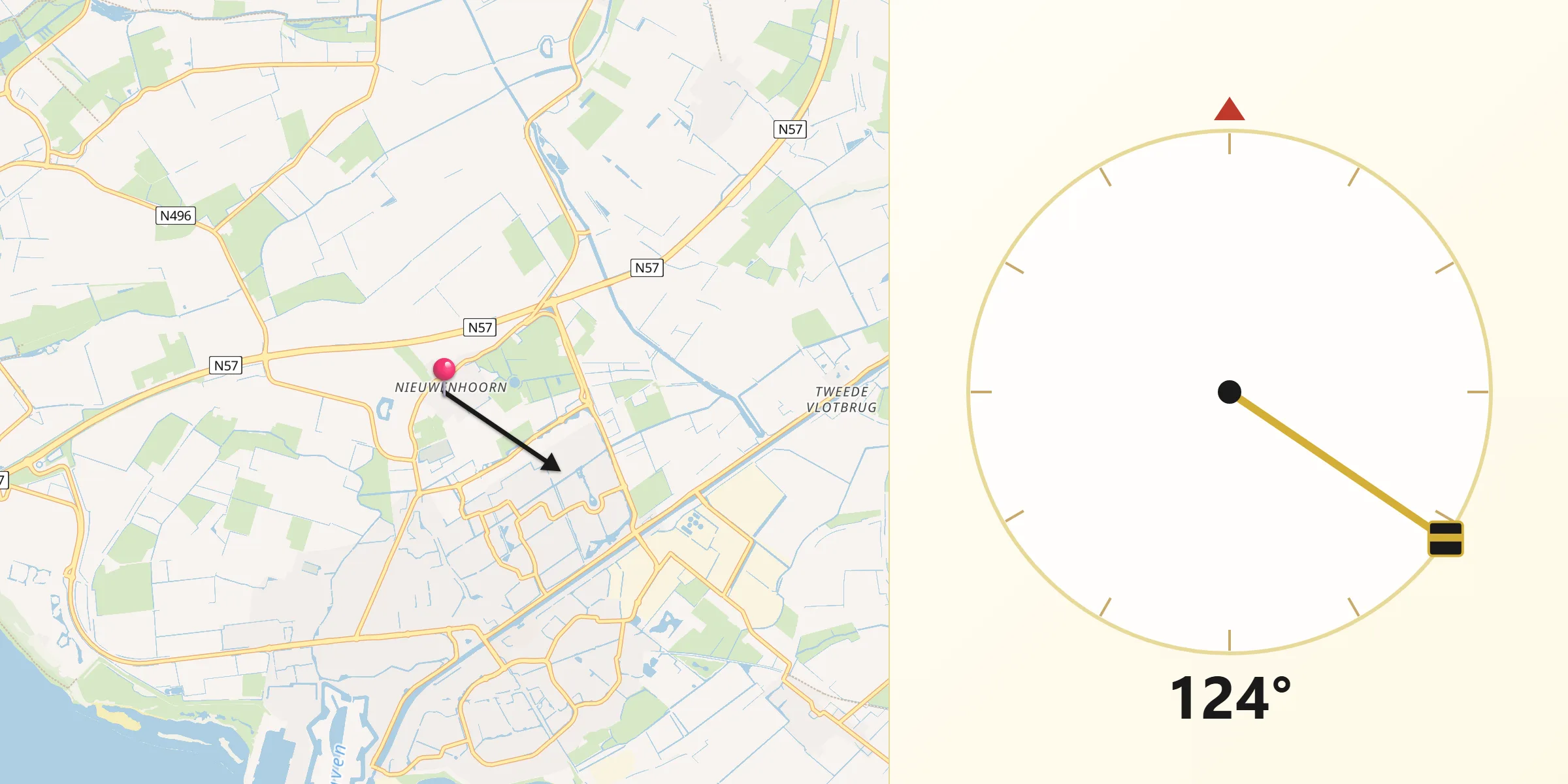 Qibla Richting vanaf Nieuwenhoorn