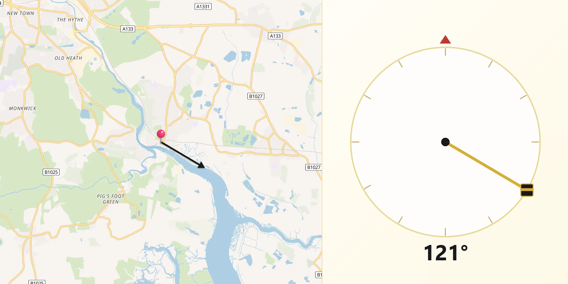 Qibla Direction from Wivenhoe