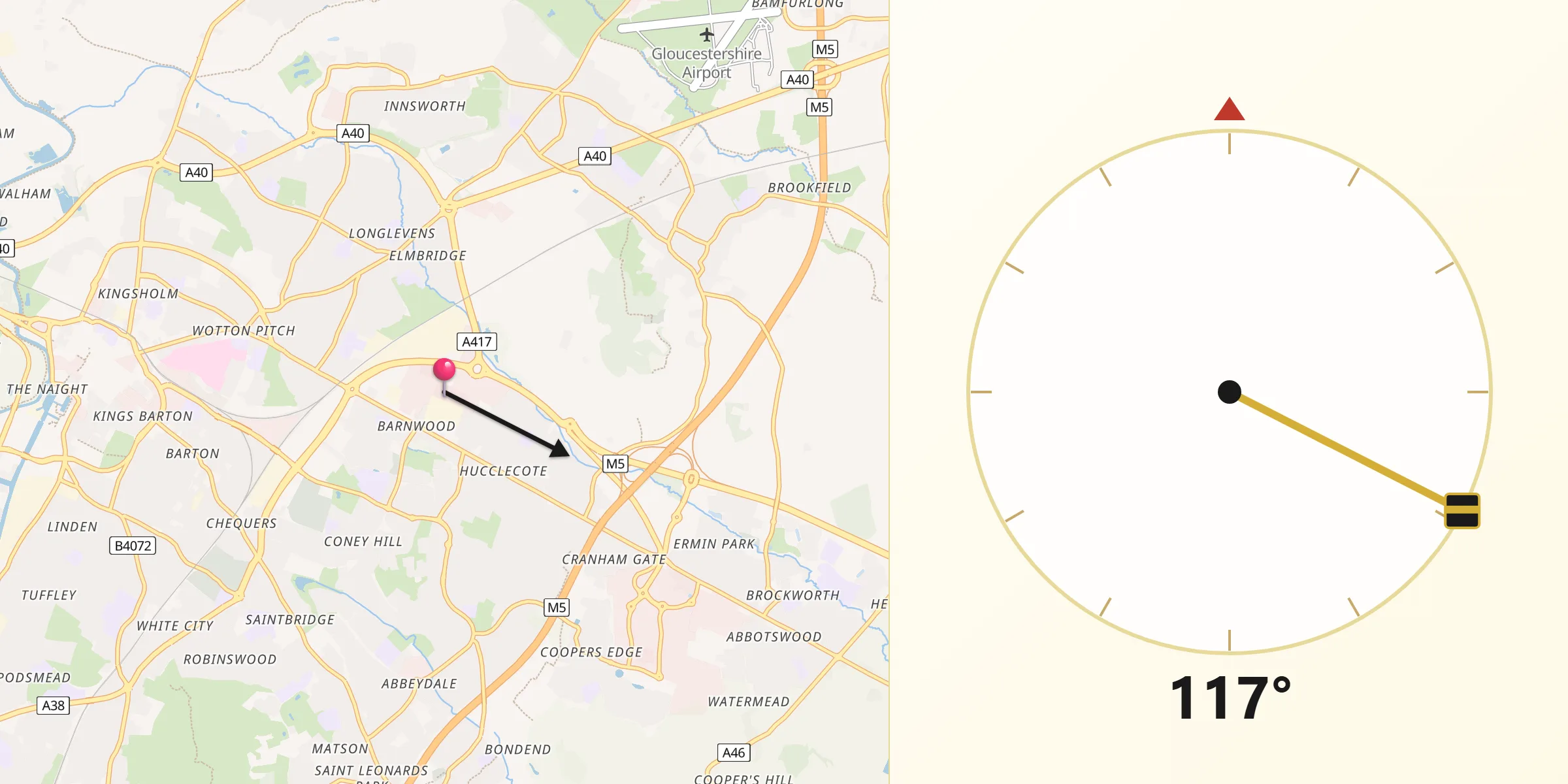 Qibla Direction from Barnwood