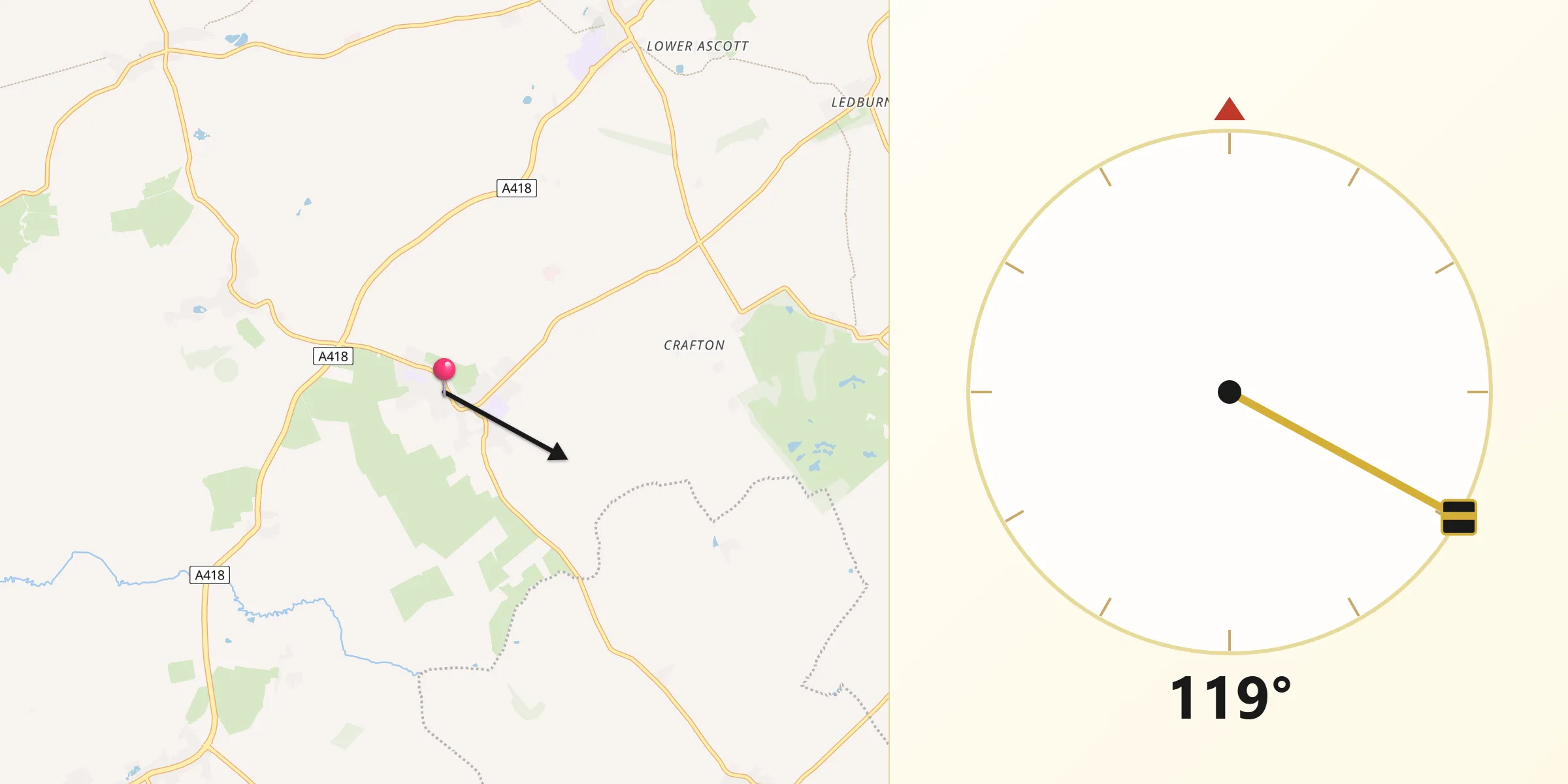 Qibla Direction from Wingrave