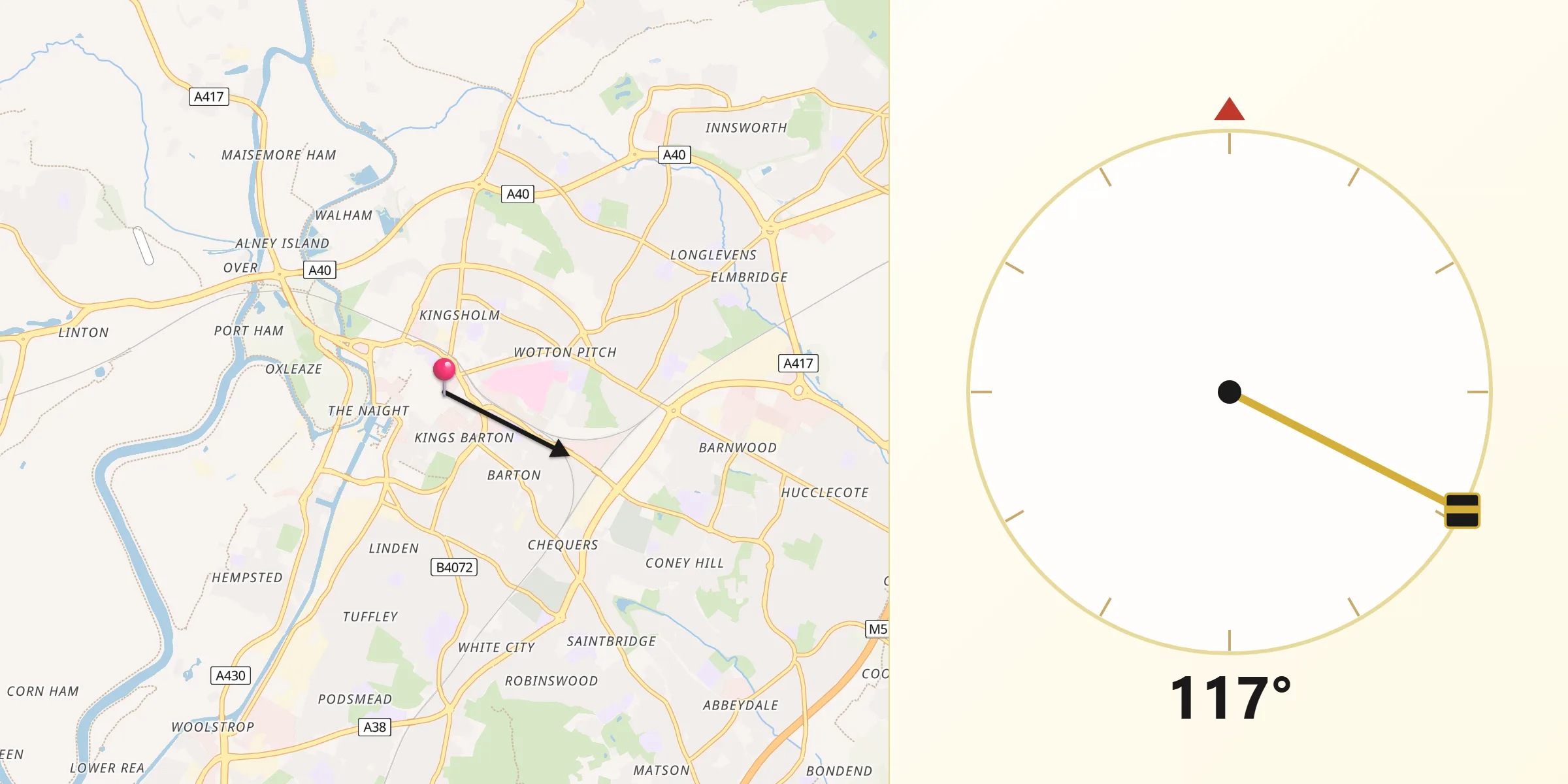 Direcția Qibla din Gloucester