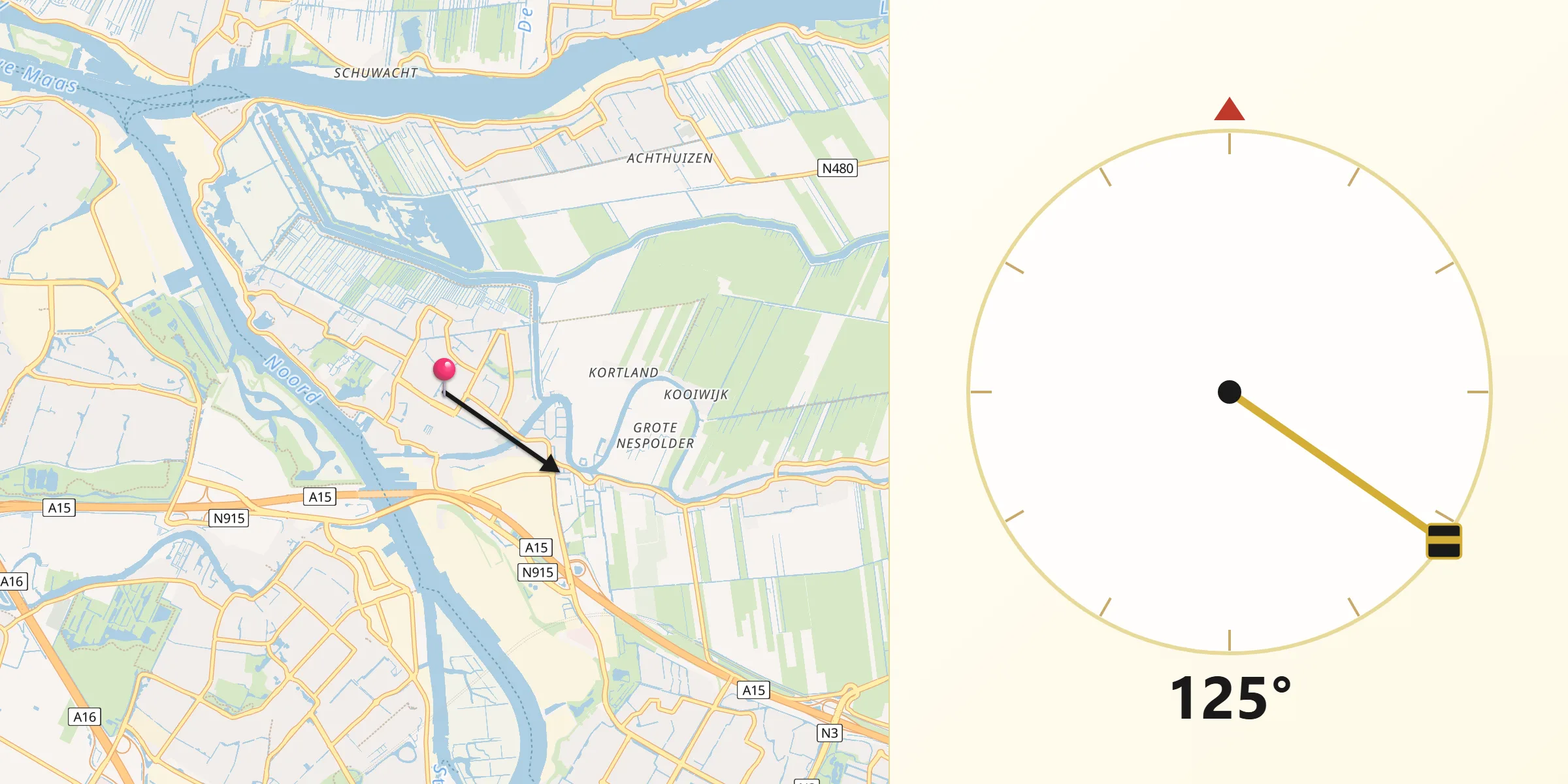 Qibla Richting vanaf Alblasserdam