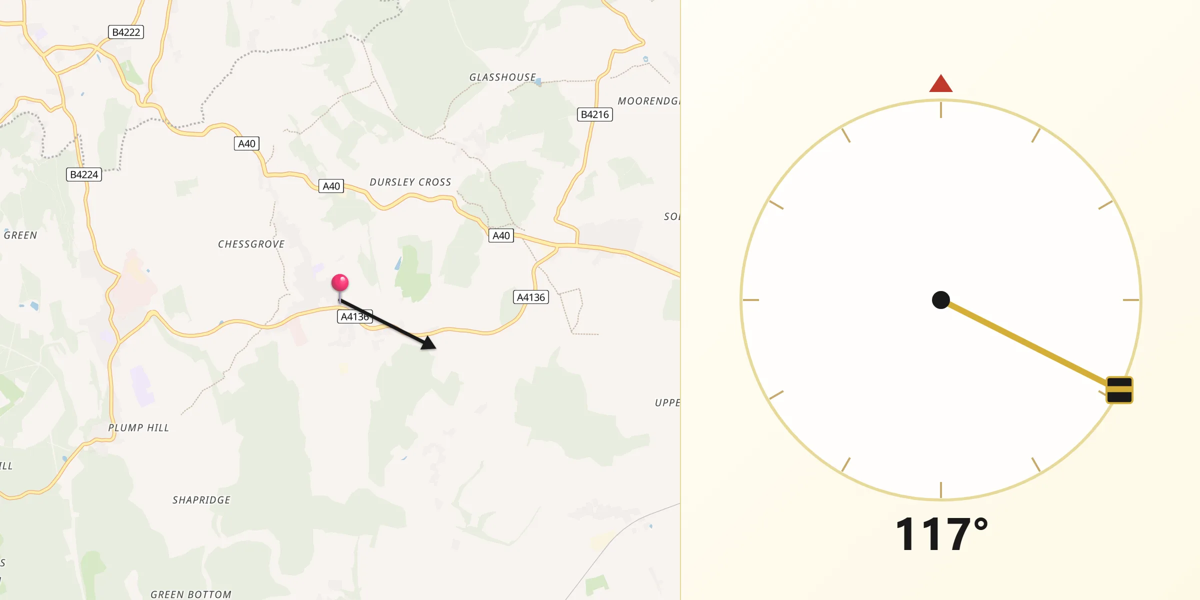 Qibla Direction from Longhope