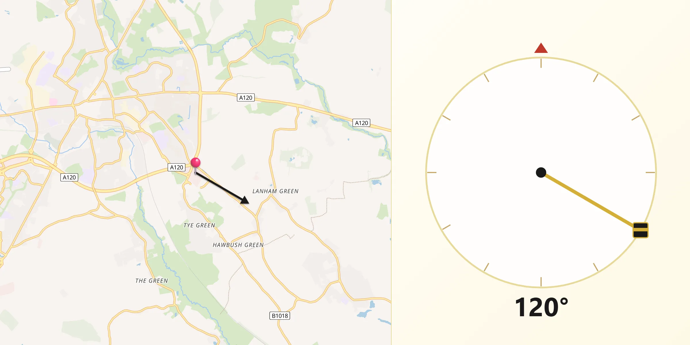 Qibla Direction from Rayne
