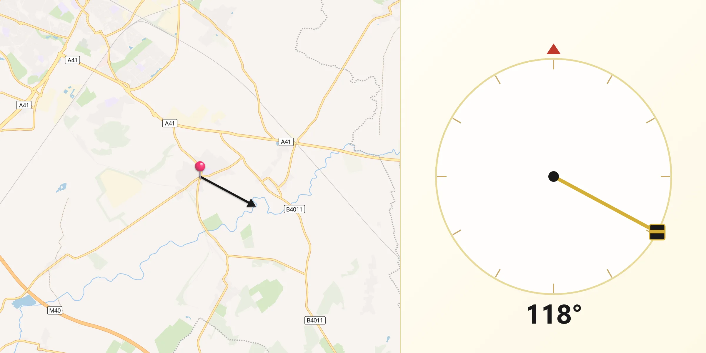 Qibla Direction from Ambrosden