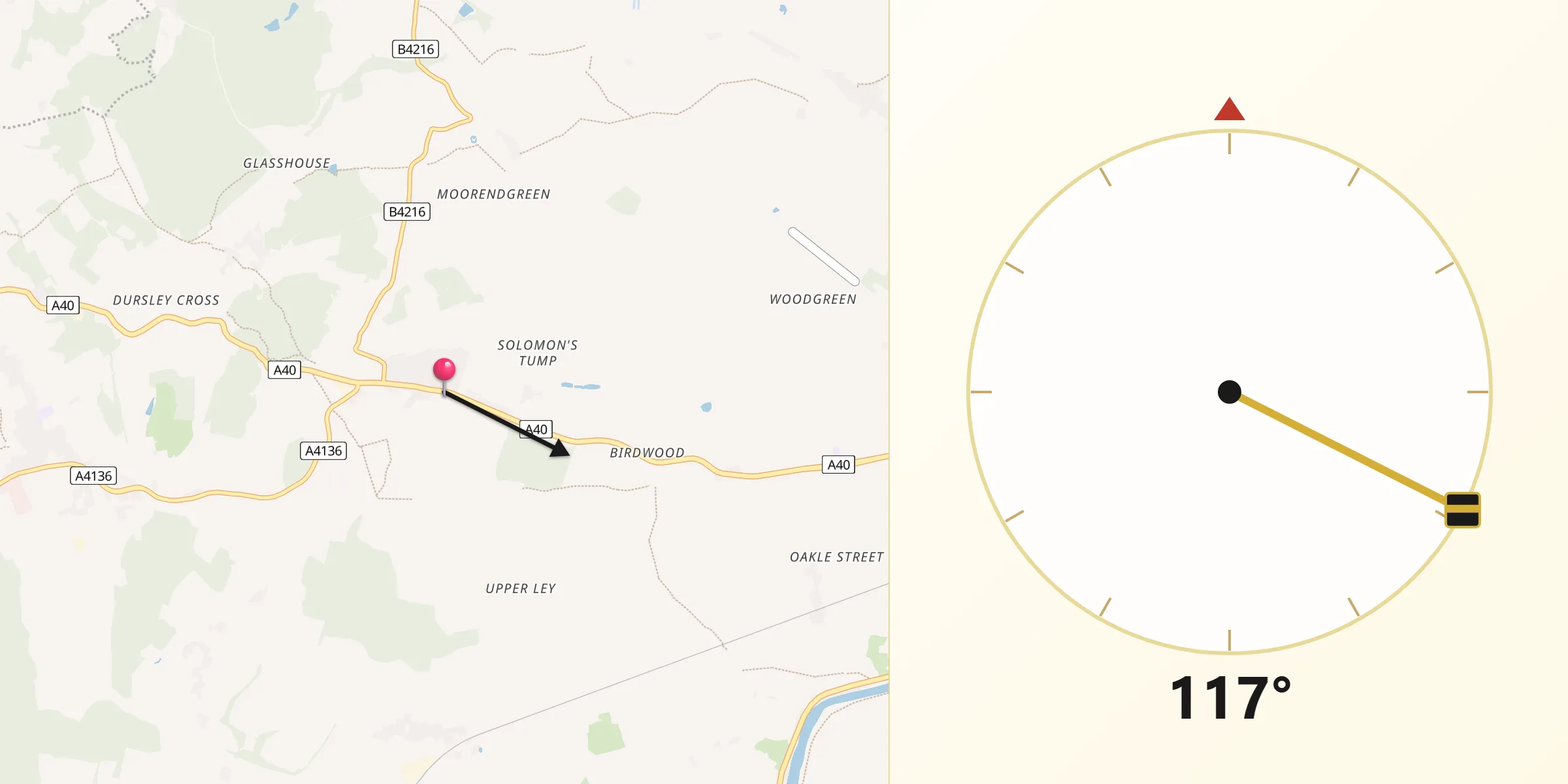 Qibla Direction from Huntley