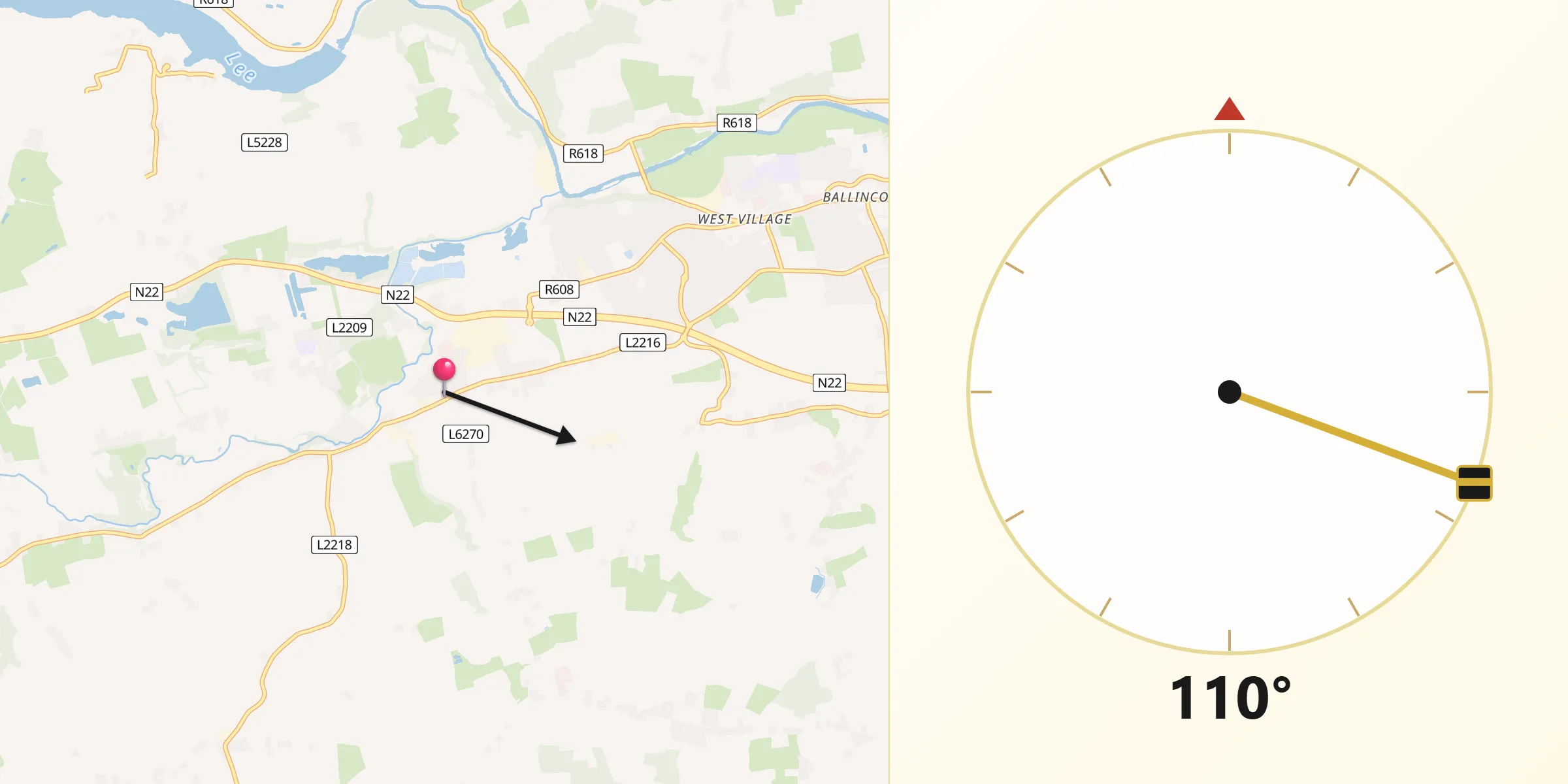 Qibla Direction from Killumney
