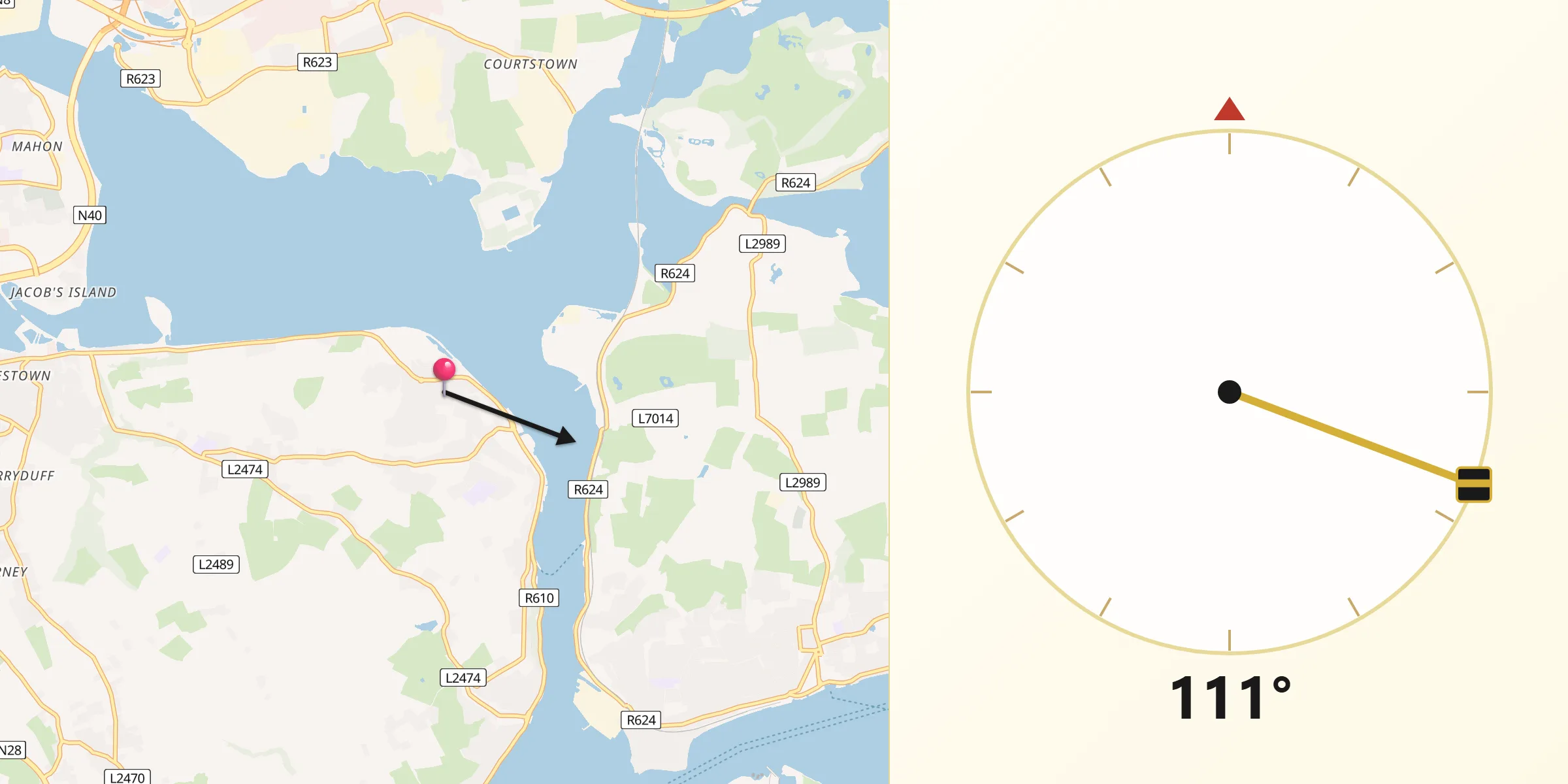 Qibla Direction from Passage West