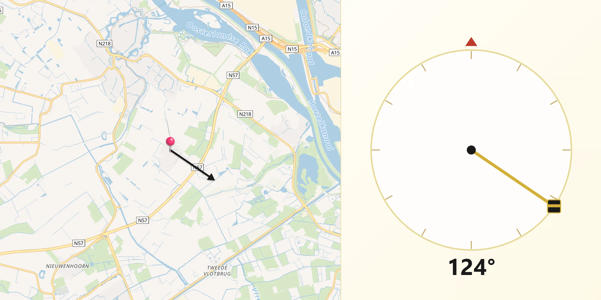Qibla Richting vanaf Vierpolders