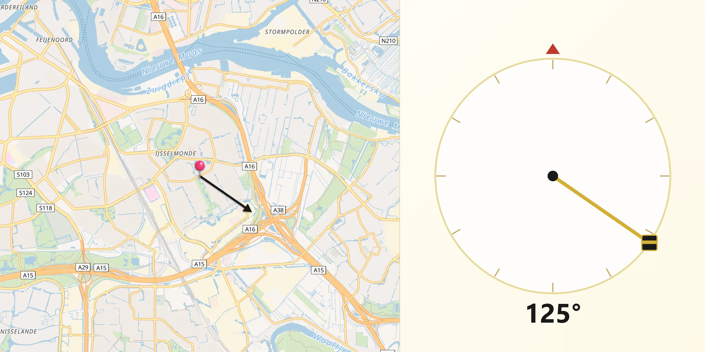 Qibla Richting vanaf Groot IJsselmonde