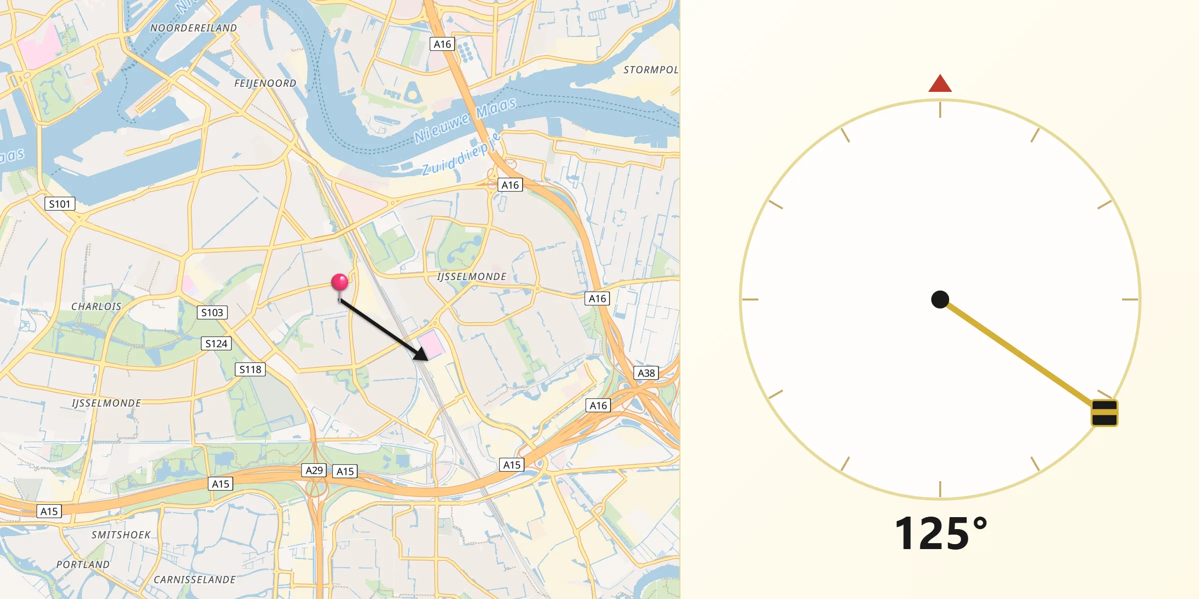 Qibla Richting vanaf Vreewijk