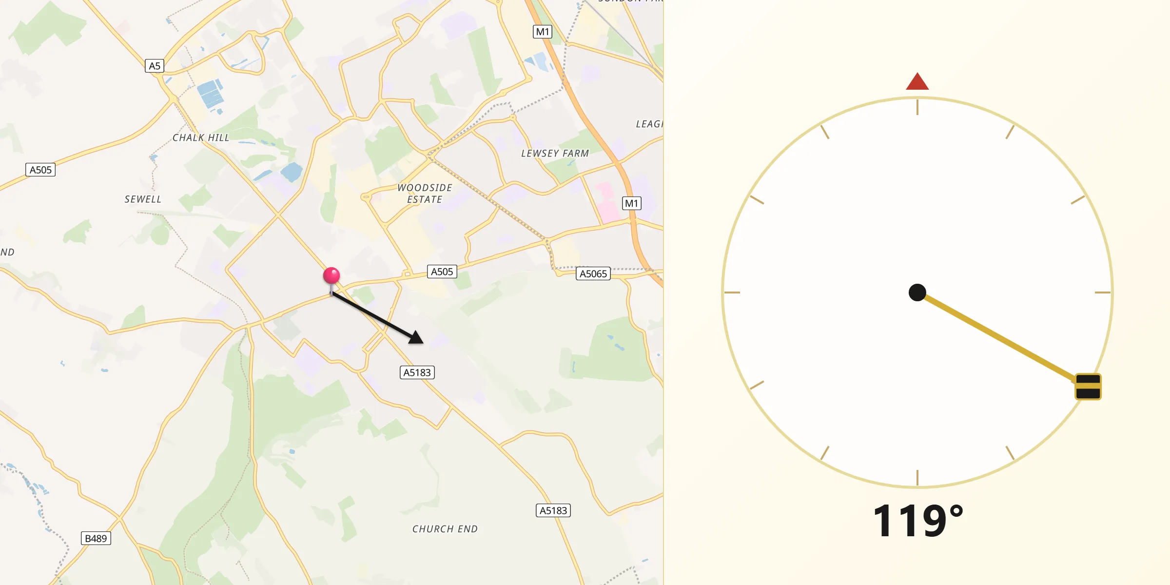 Dunstable şehrinden Kıble Yönü