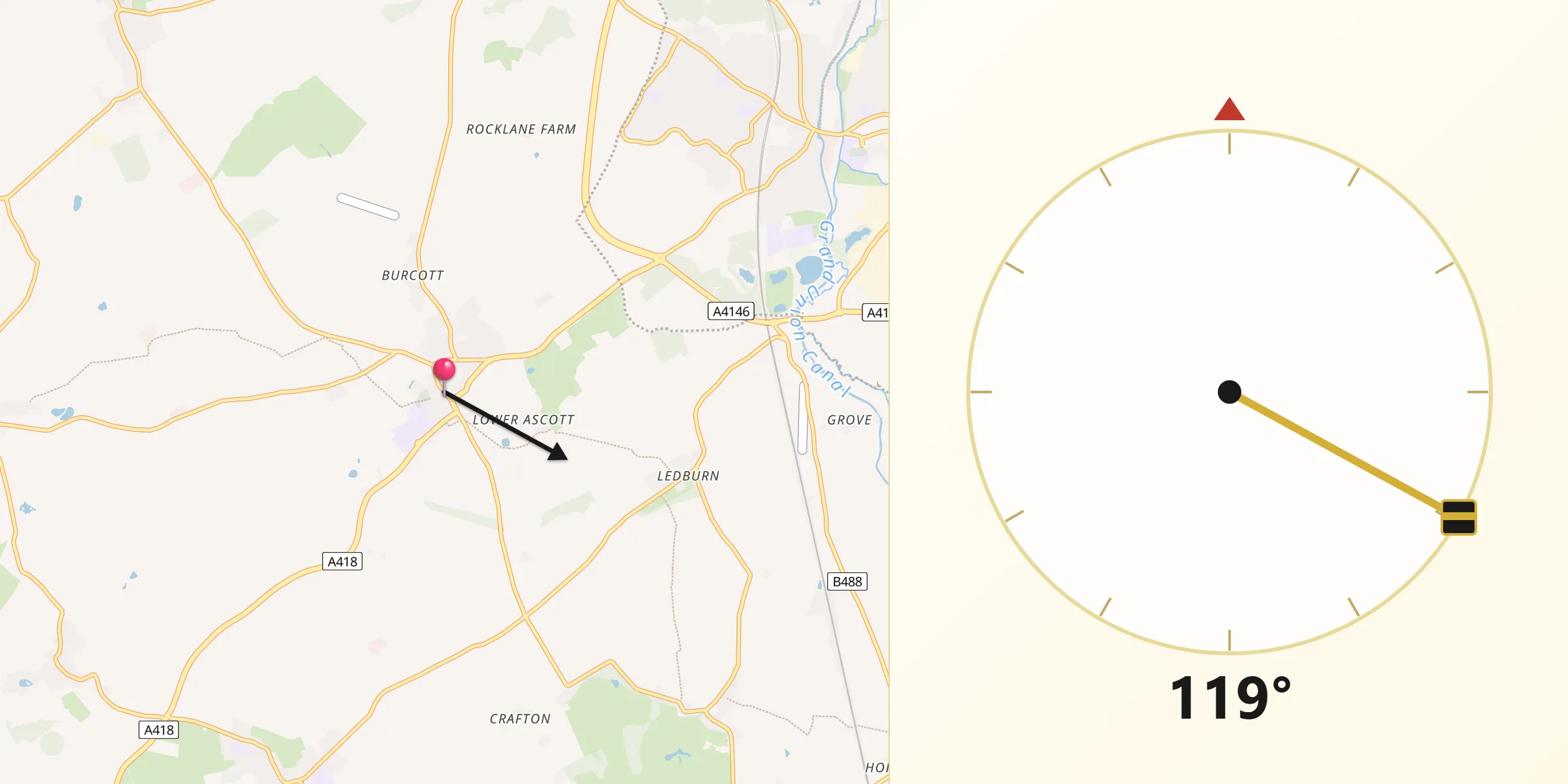 Qibla Direction from Wing