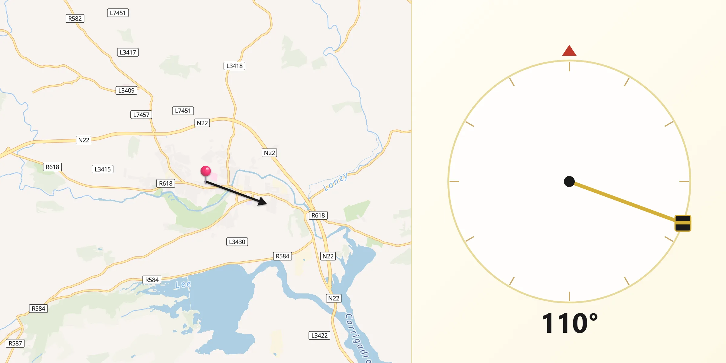 Qibla Direction from Macroom