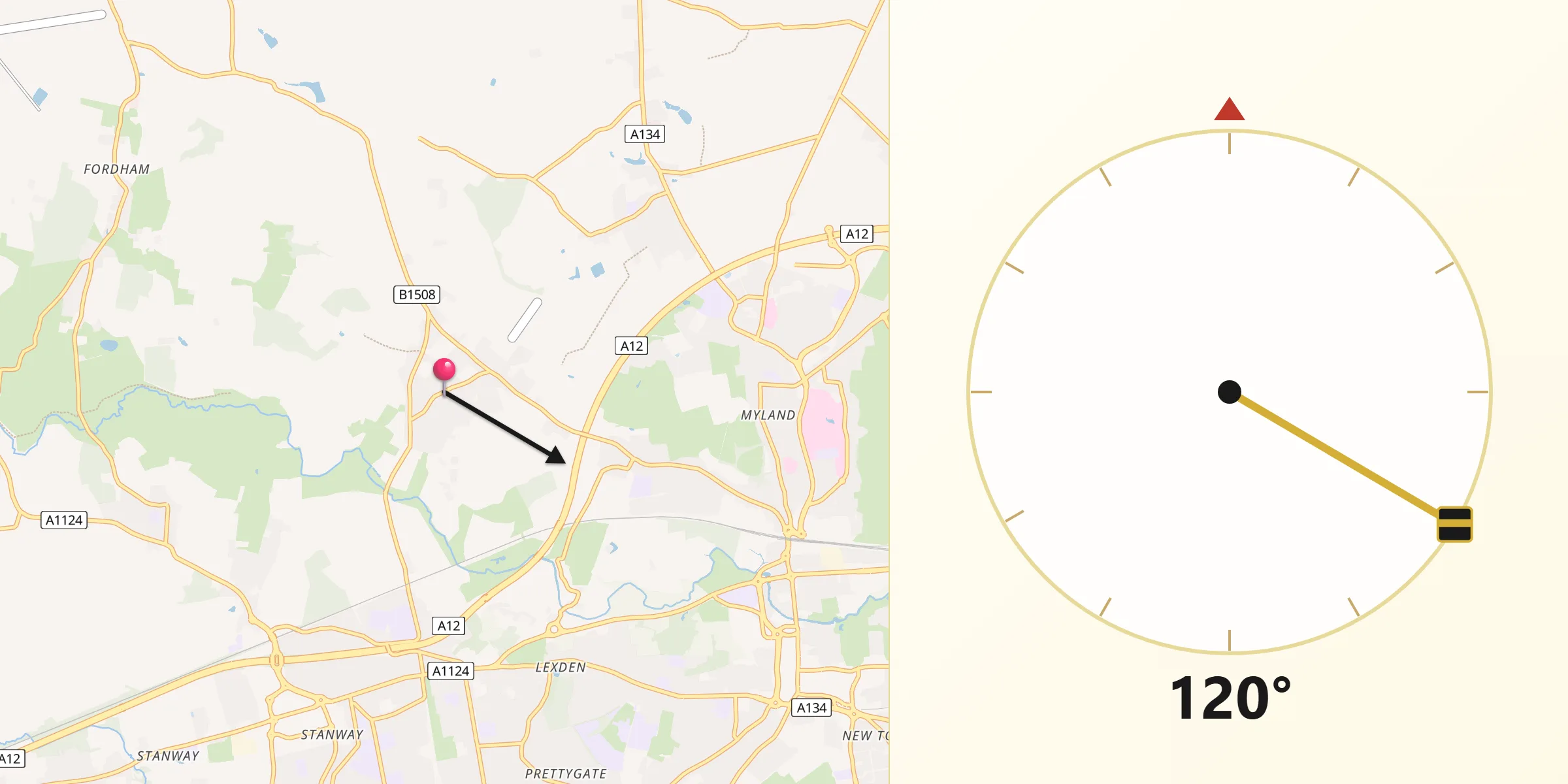 Qibla Direction from West Bergholt