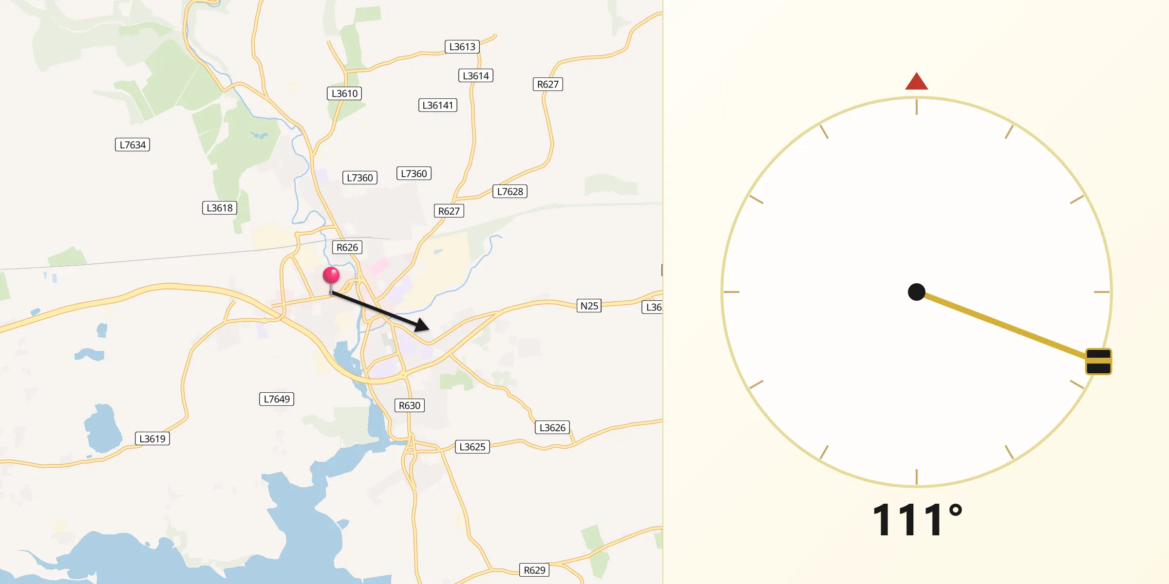 Qibla Direction from Midleton