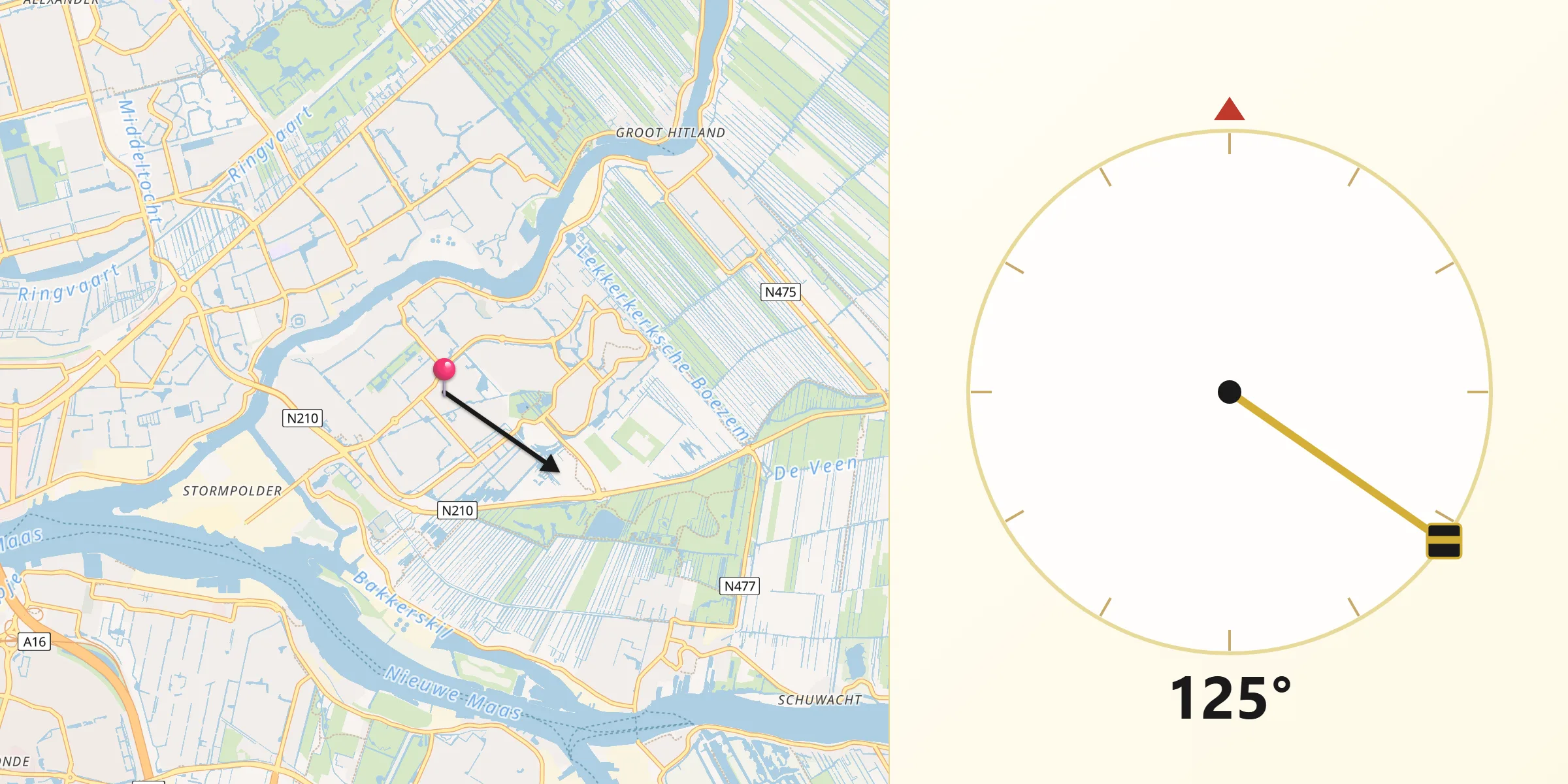 Qibla Richting vanaf Krimpen aan den IJssel