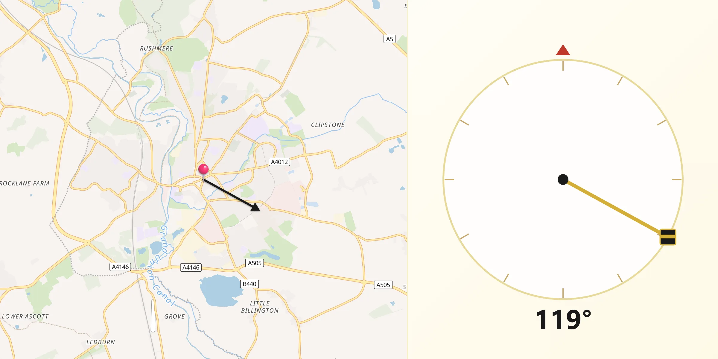 Qibla Direction from Leighton Buzzard