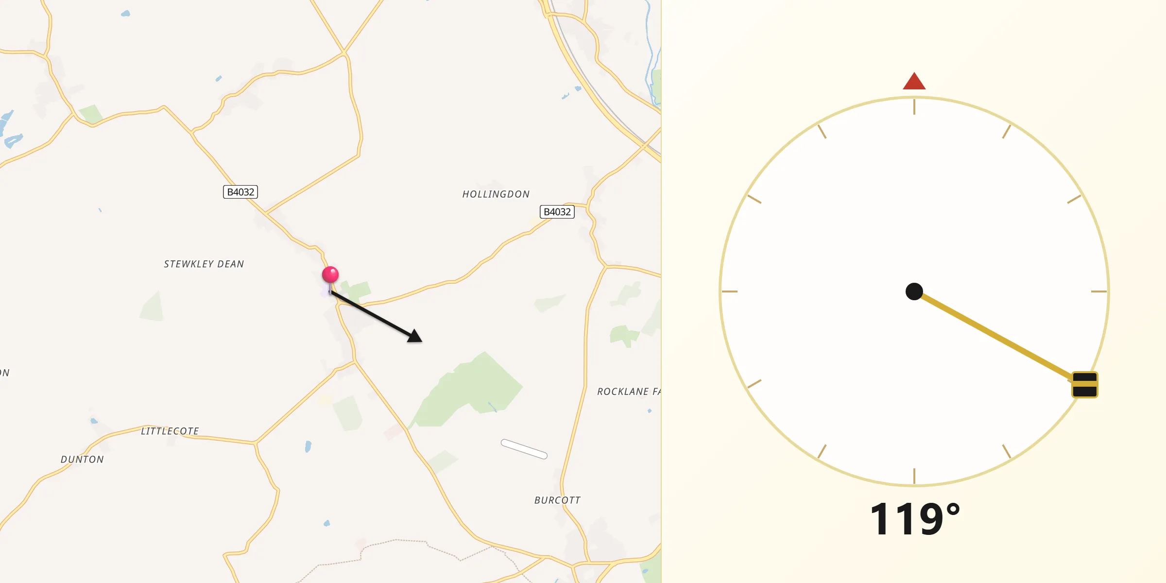 Qibla Direction from Stewkley